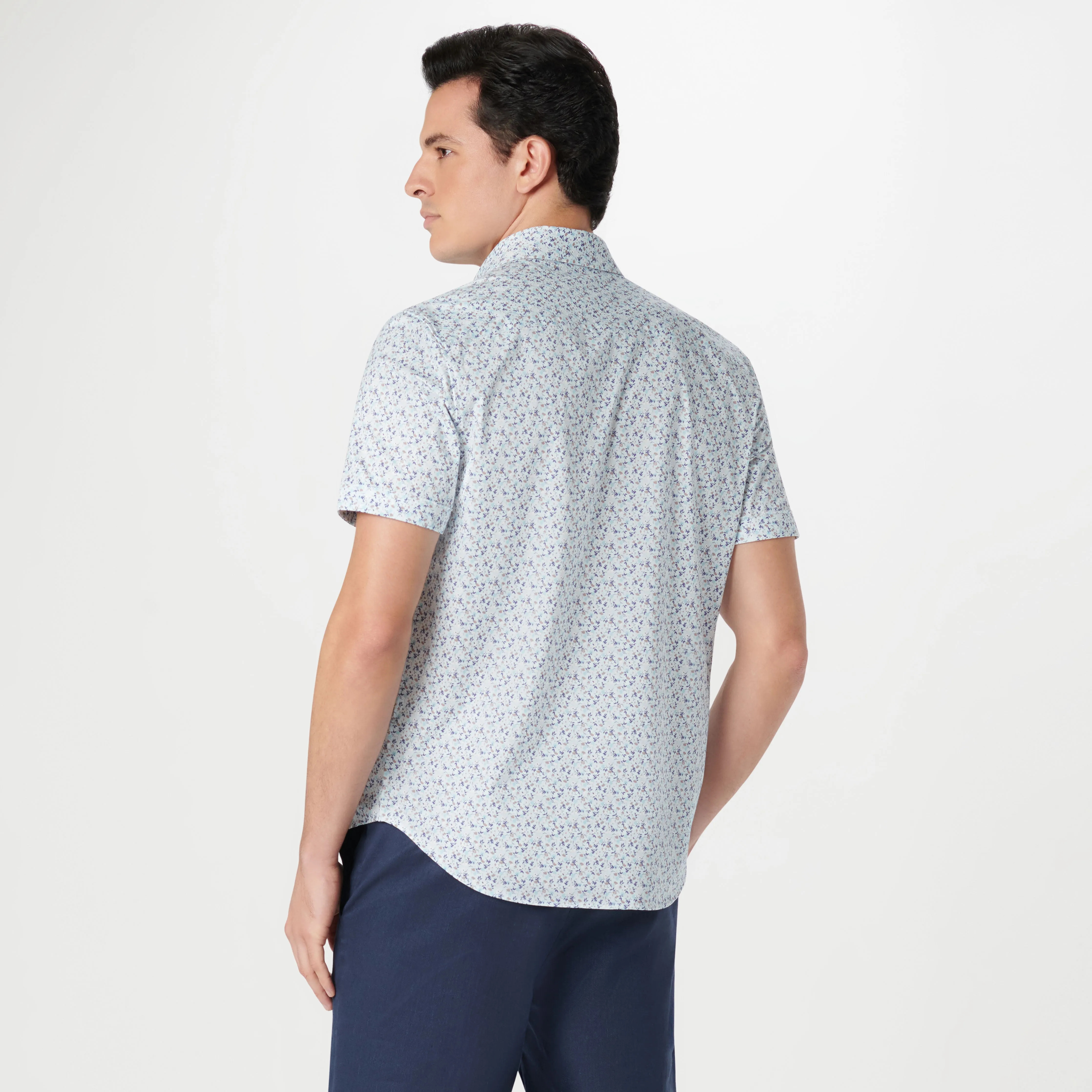 Miles Leaf Print OoohCotton Short Sleeve Shirt sold by Bugatchi product image thumbnail 4