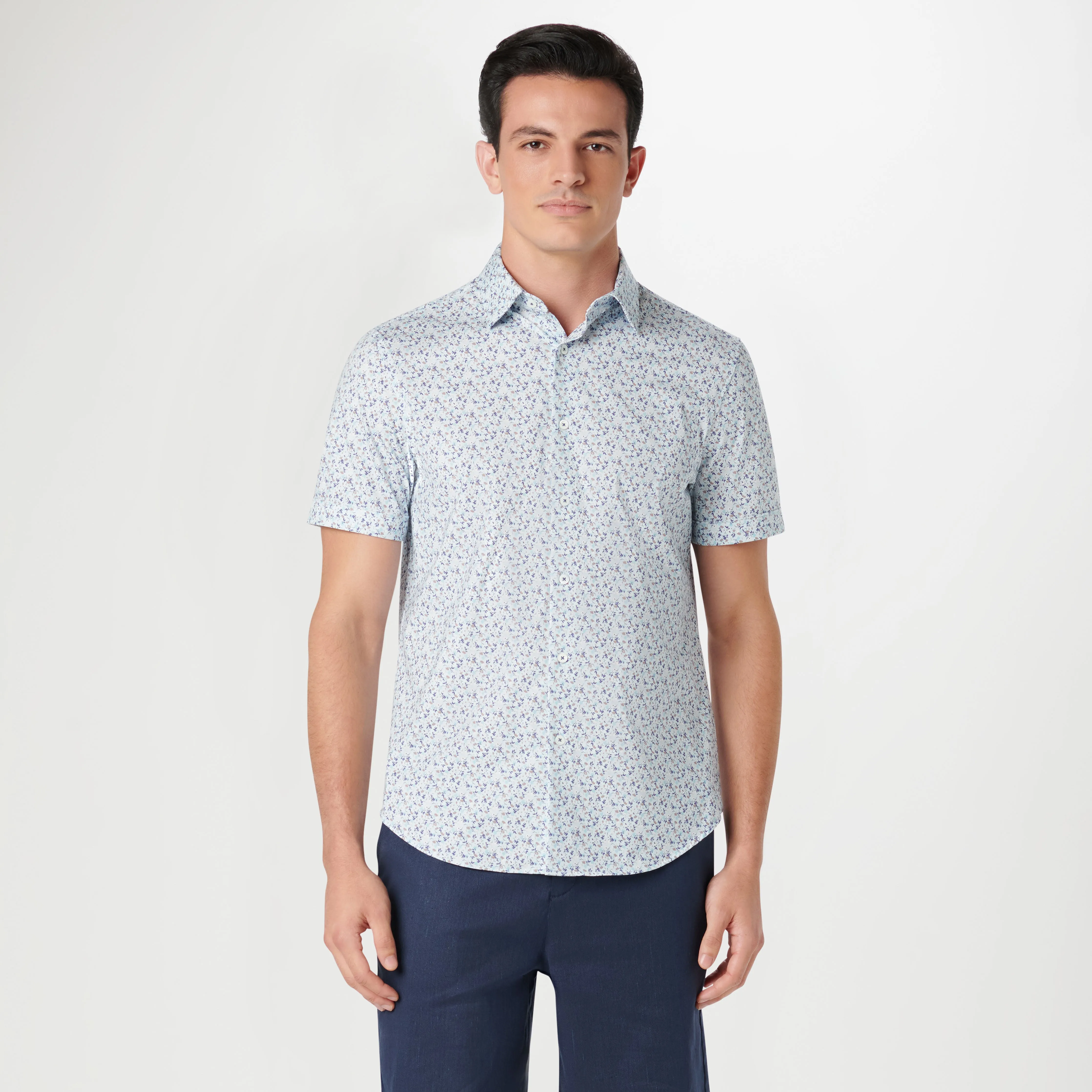 Miles Leaf Print OoohCotton Short Sleeve Shirt sold by Bugatchi product image thumbnail 2
