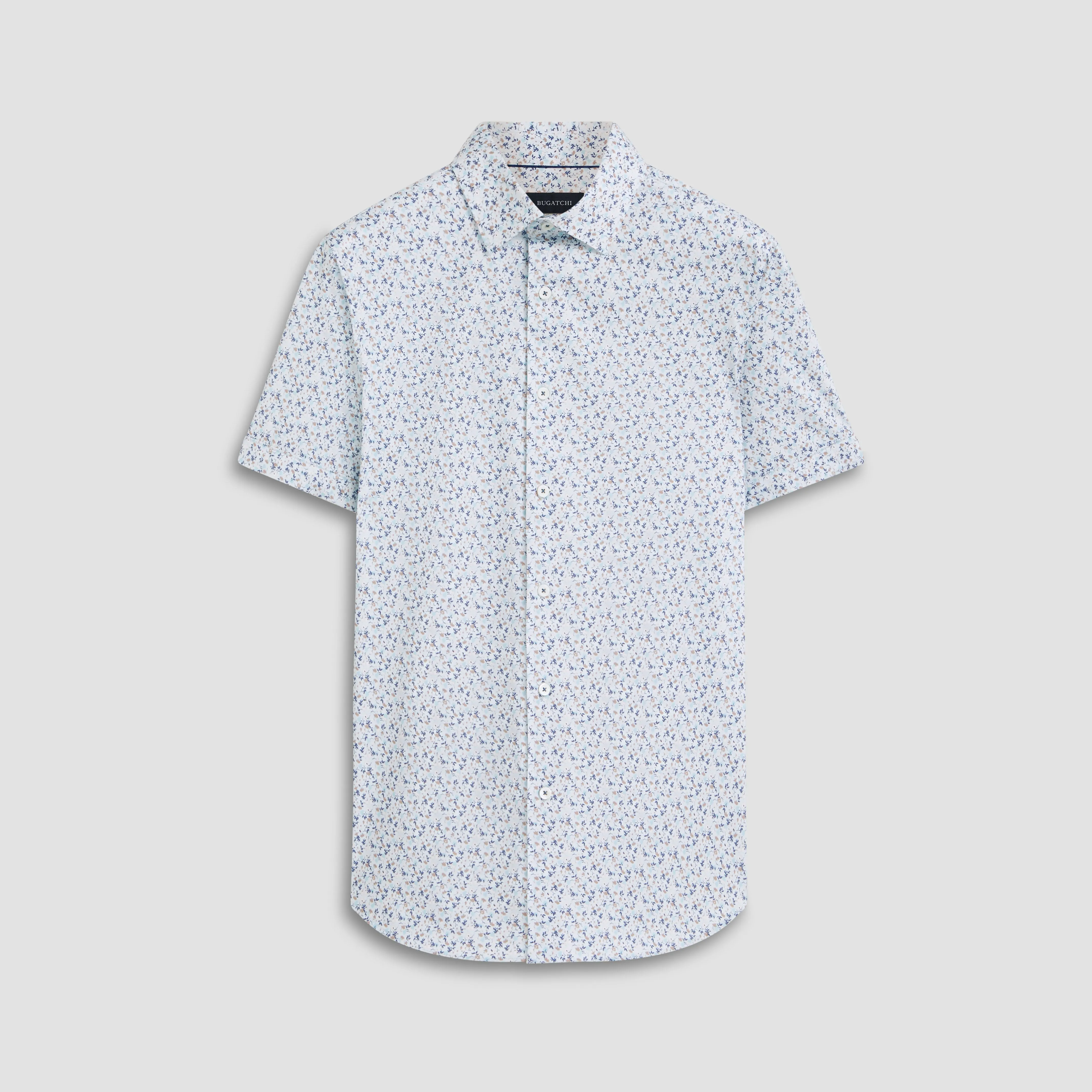 Miles Leaf Print OoohCotton Short Sleeve Shirt sold by Bugatchi