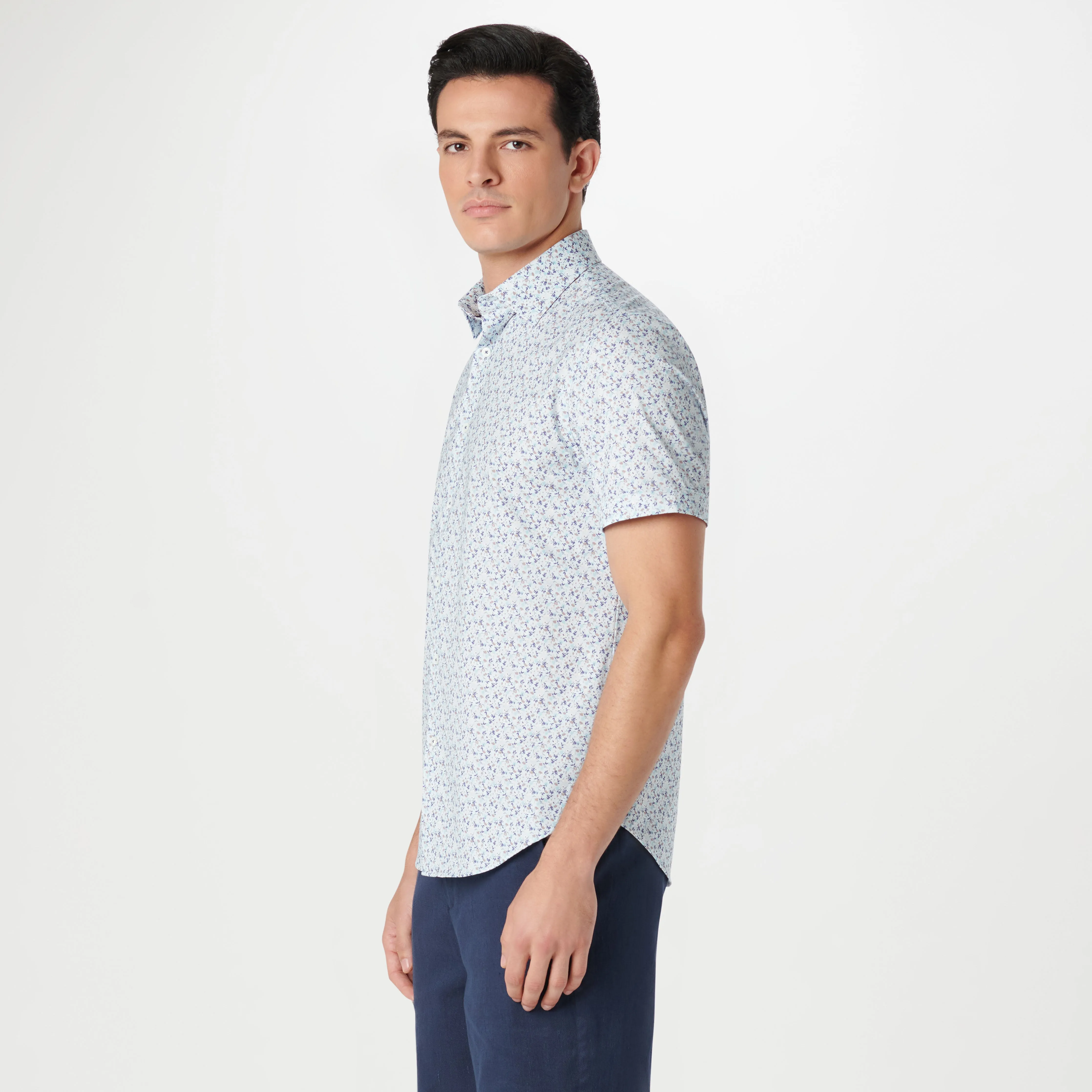 Miles Leaf Print OoohCotton Short Sleeve Shirt sold by Bugatchi product image thumbnail 3