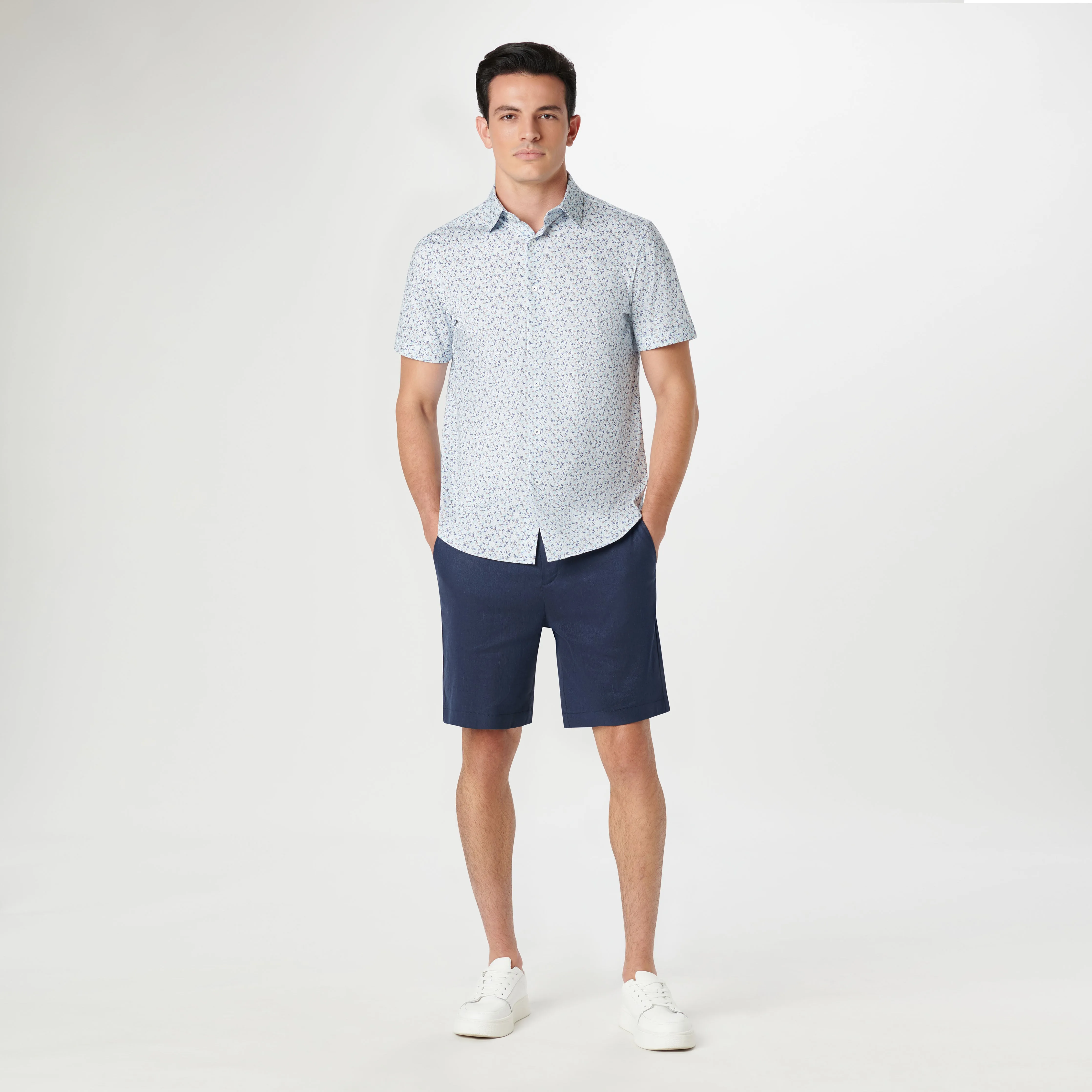 Miles Leaf Print OoohCotton Short Sleeve Shirt sold by Bugatchi product image thumbnail 5