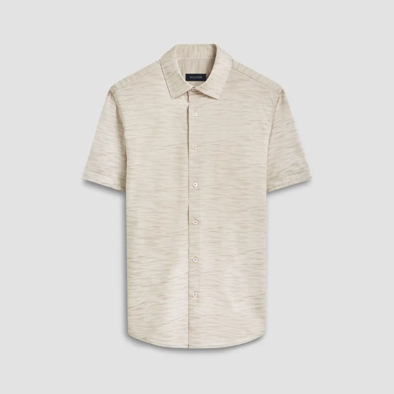 Miles Stitch Print OoohCotton Short Sleeve Shirt sold by Bugatchi