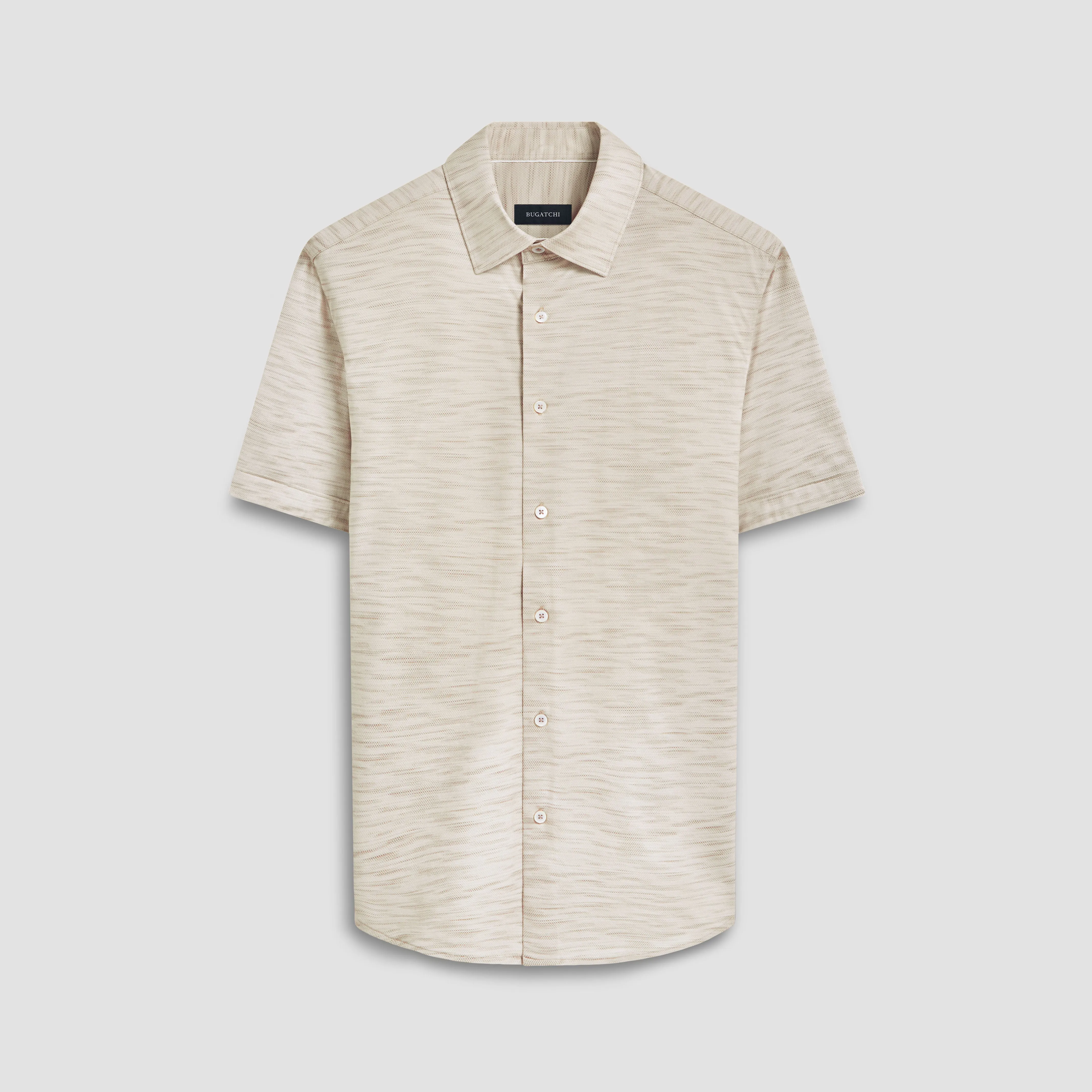 Miles Stitch Print OoohCotton Short Sleeve Shirt sold by Bugatchi