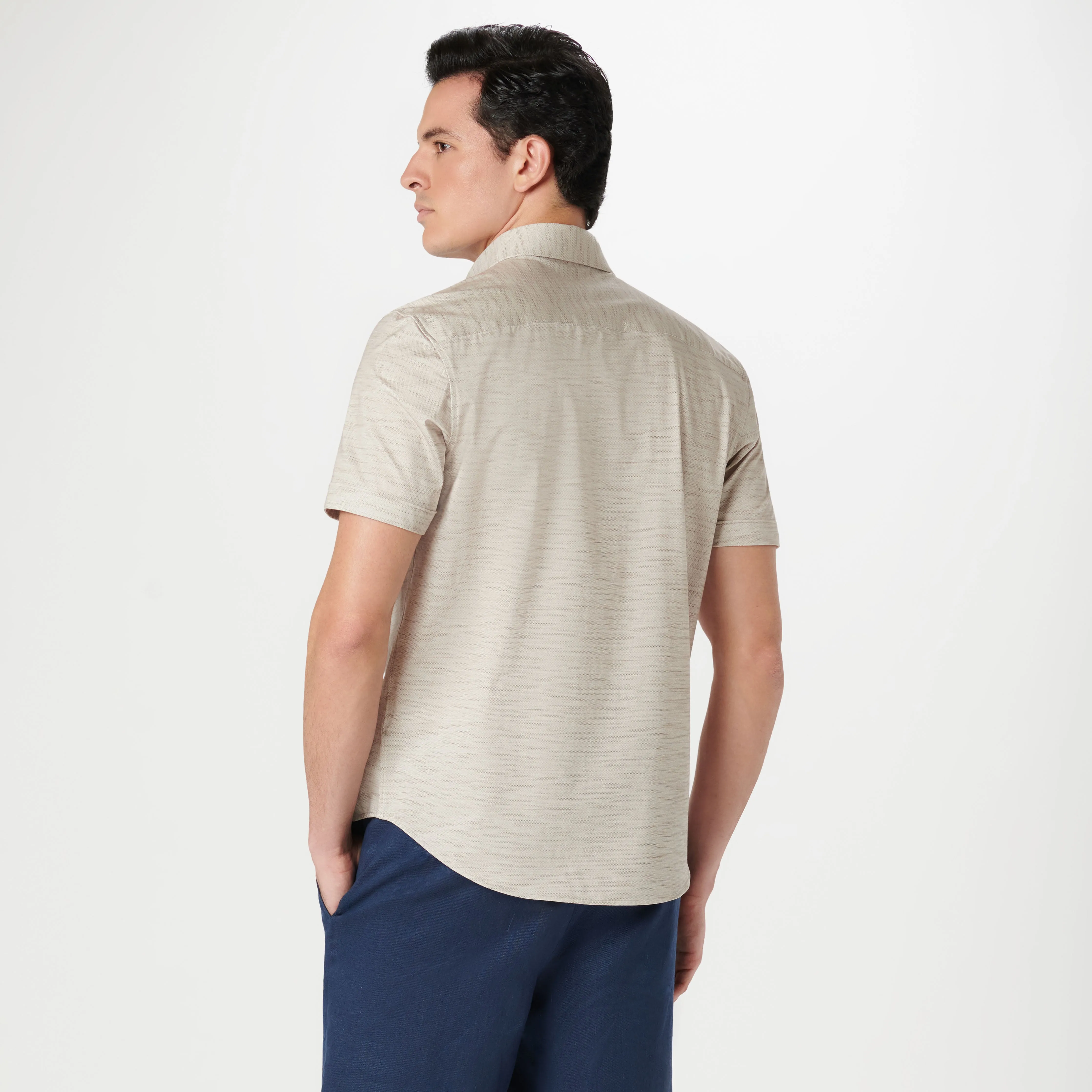 Miles Stitch Print OoohCotton Short Sleeve Shirt sold by Bugatchi product image thumbnail 4