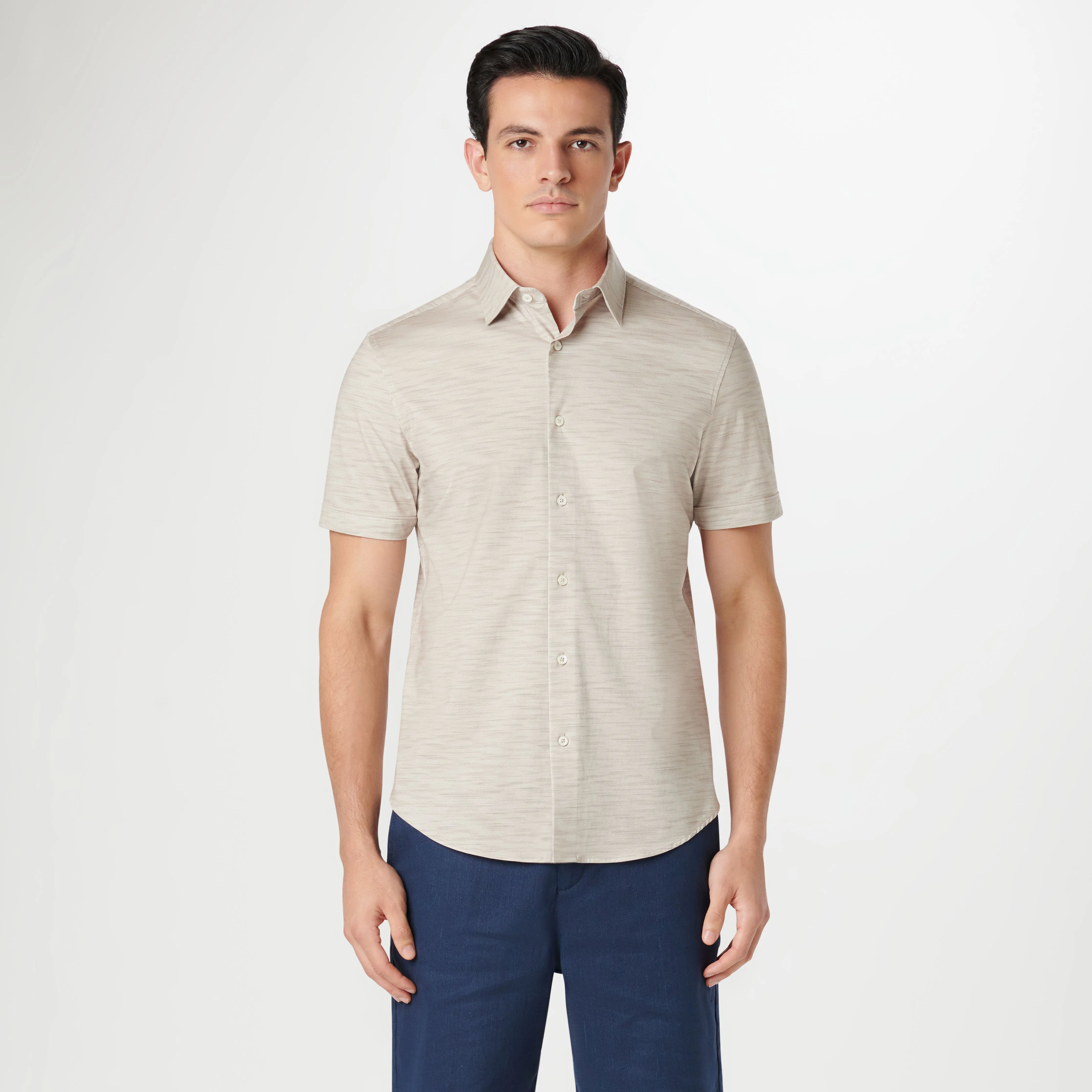 Miles Stitch Print OoohCotton Short Sleeve Shirt sold by Bugatchi product image thumbnail 2
