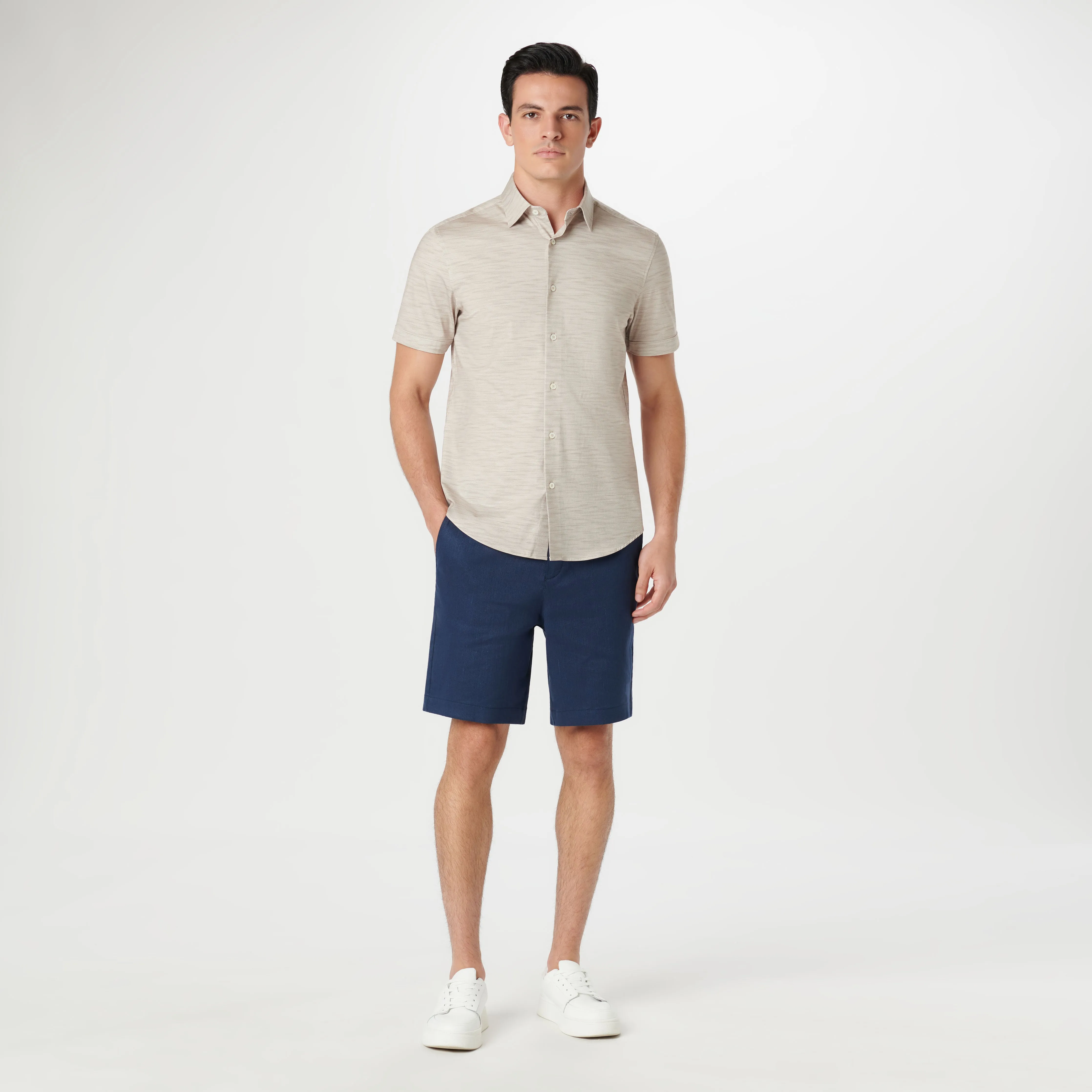 Miles Stitch Print OoohCotton Short Sleeve Shirt sold by Bugatchi product image thumbnail 5