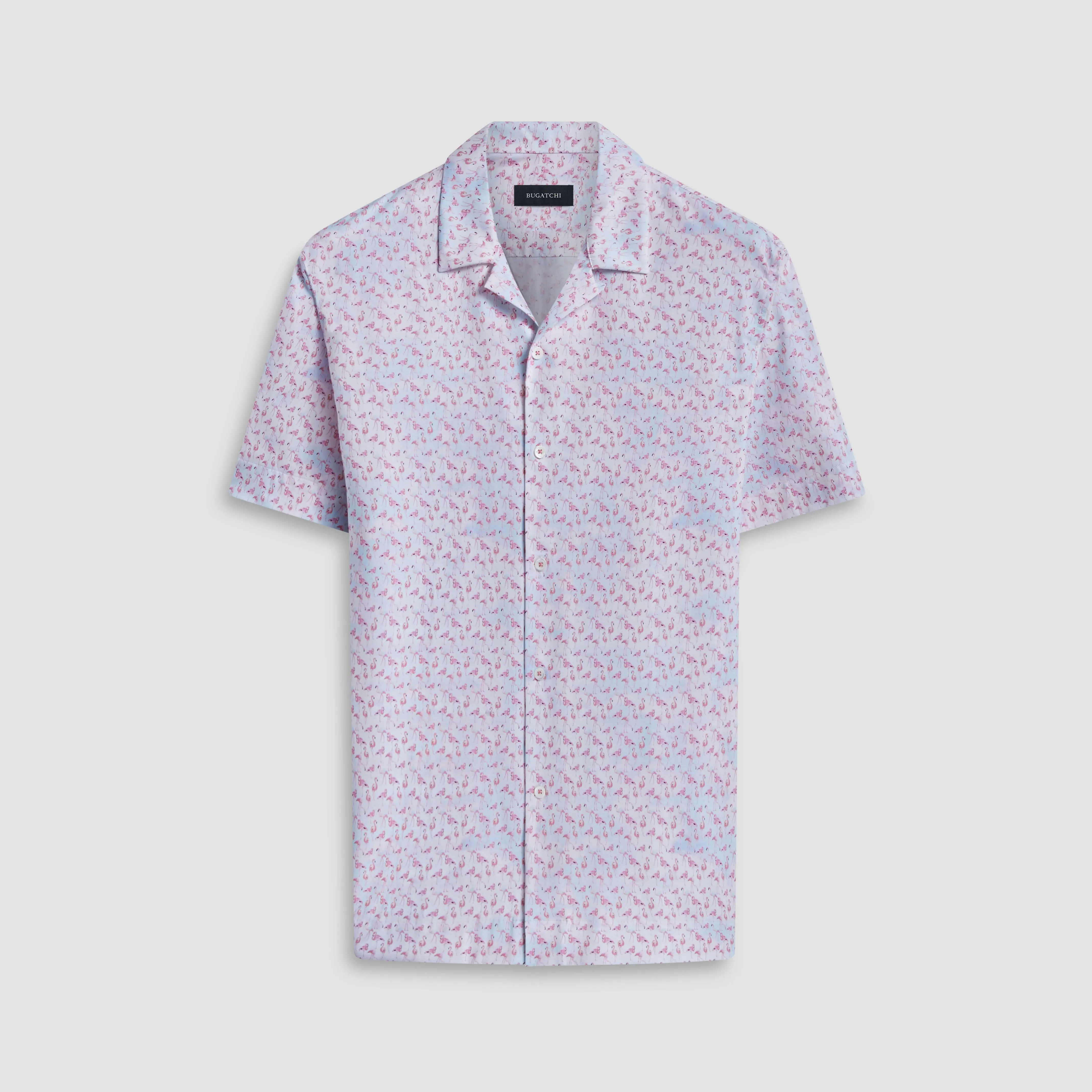 Cole Flamingo OoohCotton Camp Shirt sold by Bugatchi