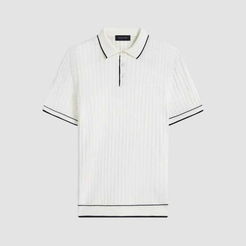 Rib Stitch Short Sleeve Polo Sweater sold by Bugatchi