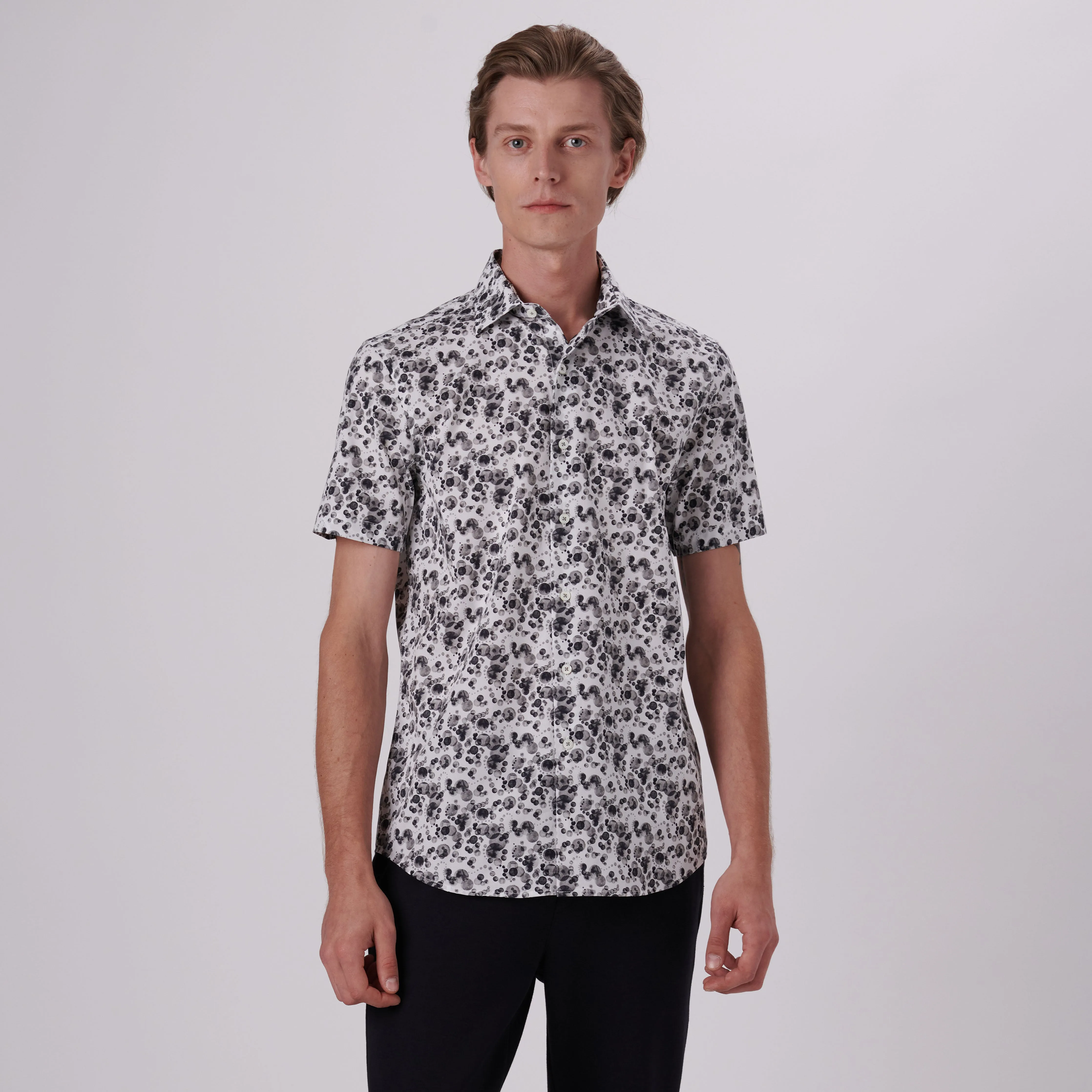 Orson Monochrome Bubbles Print Short Sleeve Shirt sold by Bugatchi product image thumbnail 2