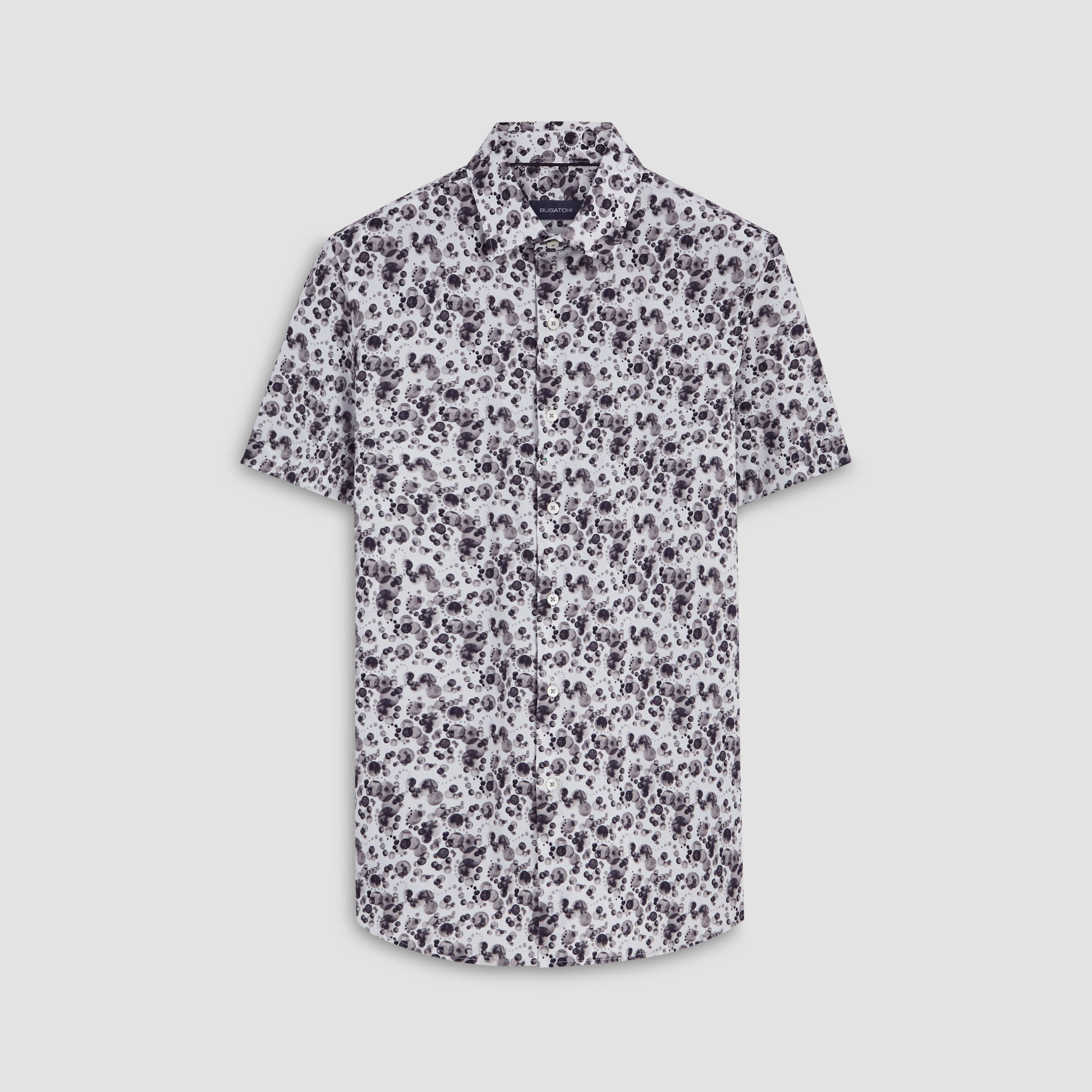 Orson Monochrome Bubbles Print Short Sleeve Shirt sold by Bugatchi