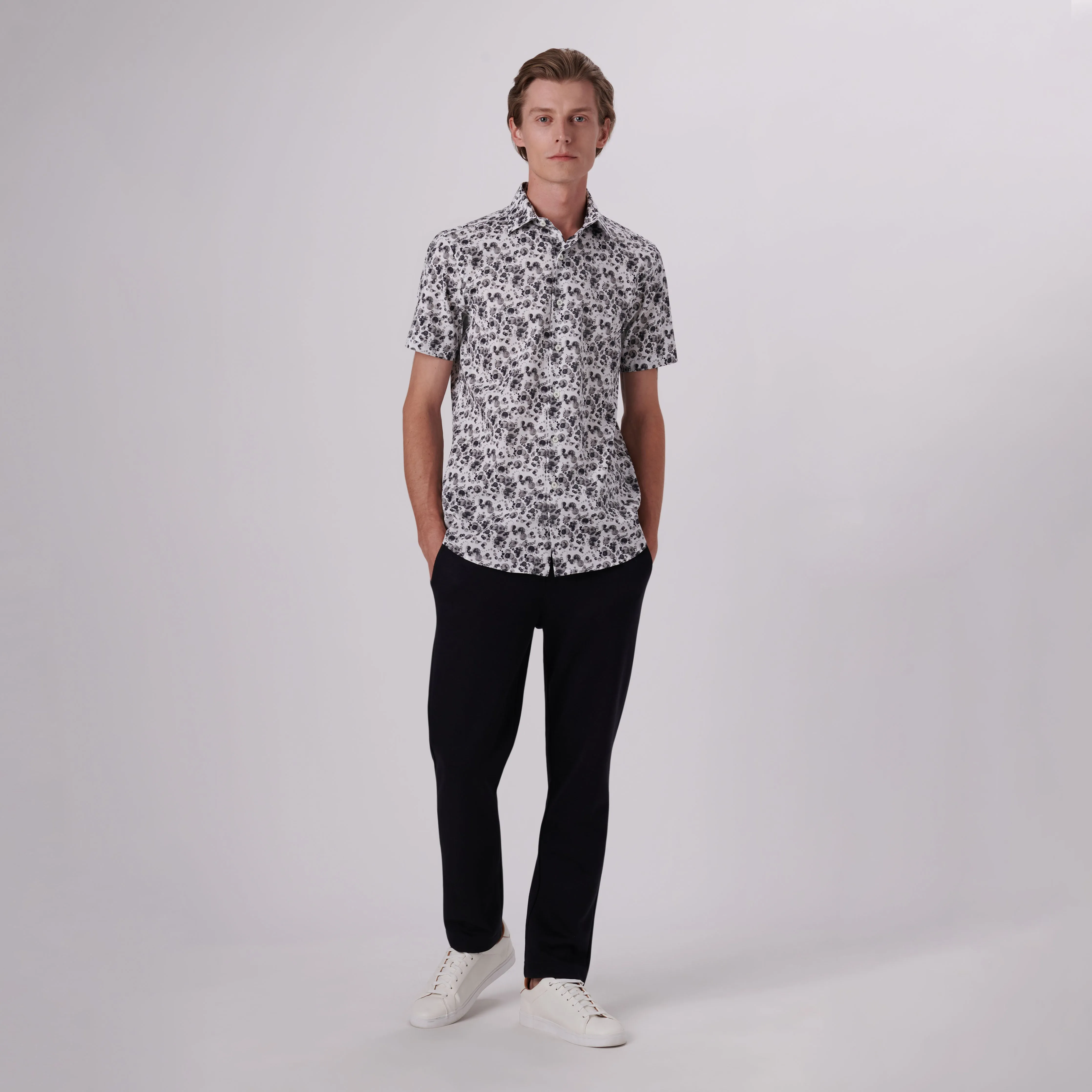 Orson Monochrome Bubbles Print Short Sleeve Shirt sold by Bugatchi product image thumbnail 5