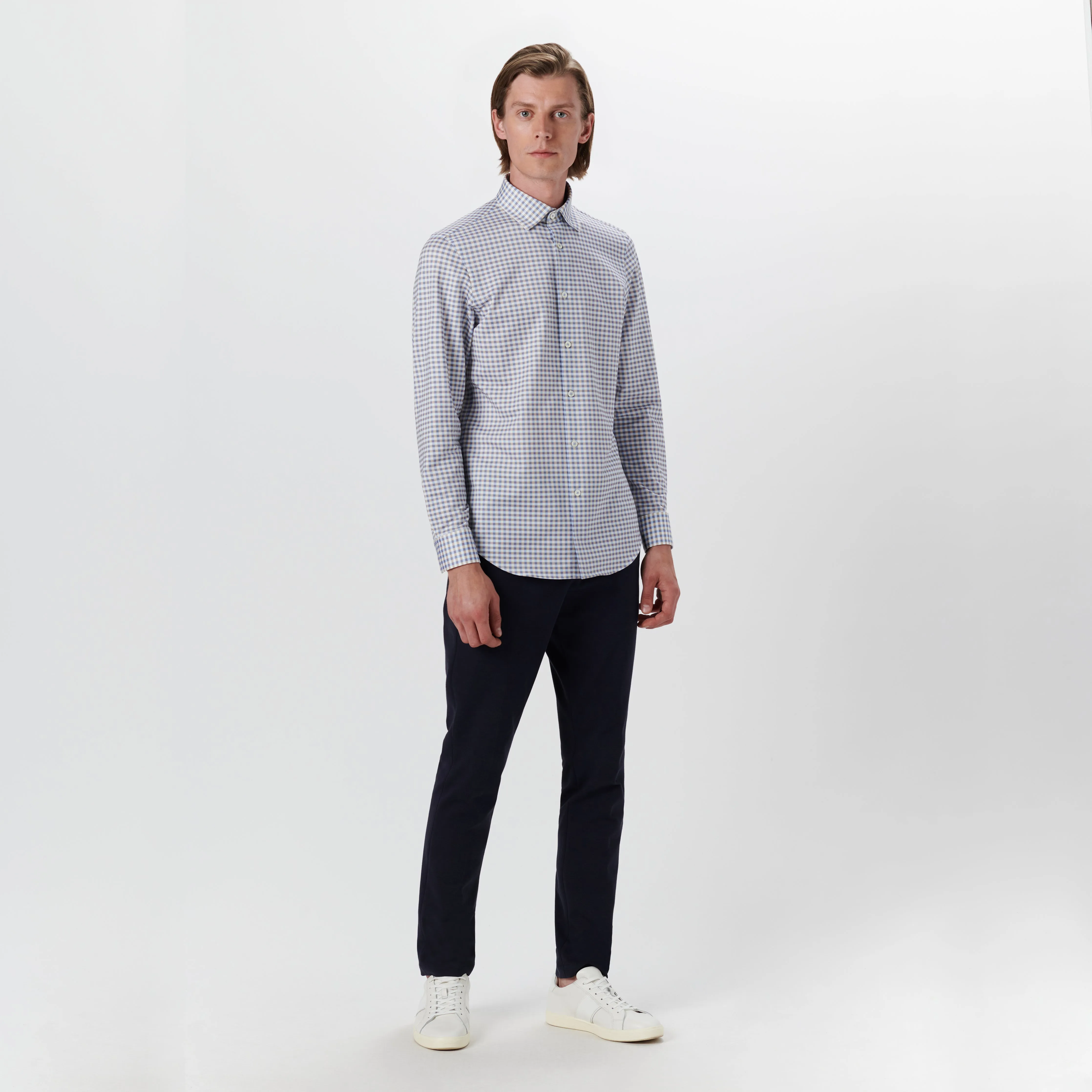 JAMES Gingham Check OoohCotton Twill Shirt sold by Bugatchi product image thumbnail 5