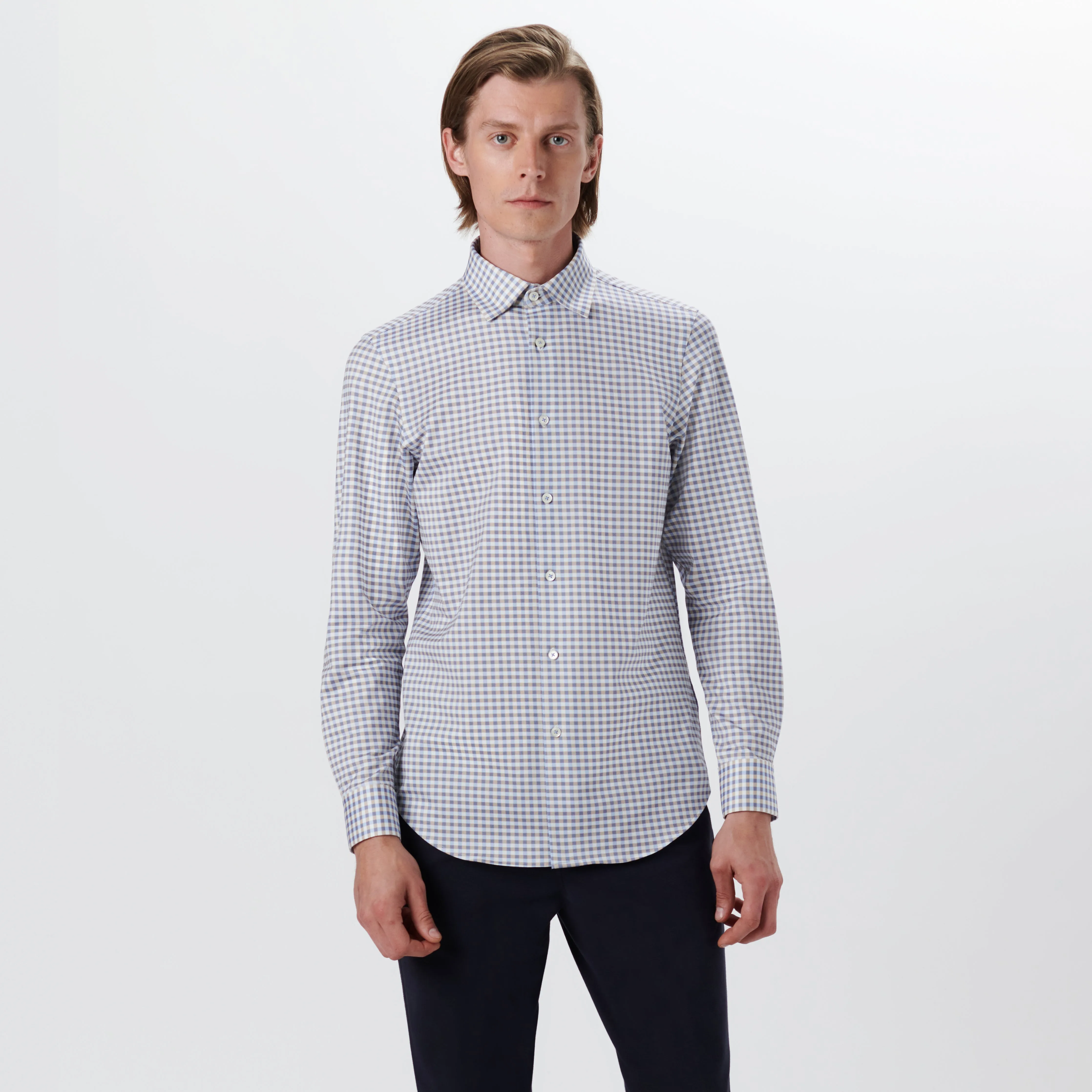 JAMES Gingham Check OoohCotton Twill Shirt sold by Bugatchi product image thumbnail 2