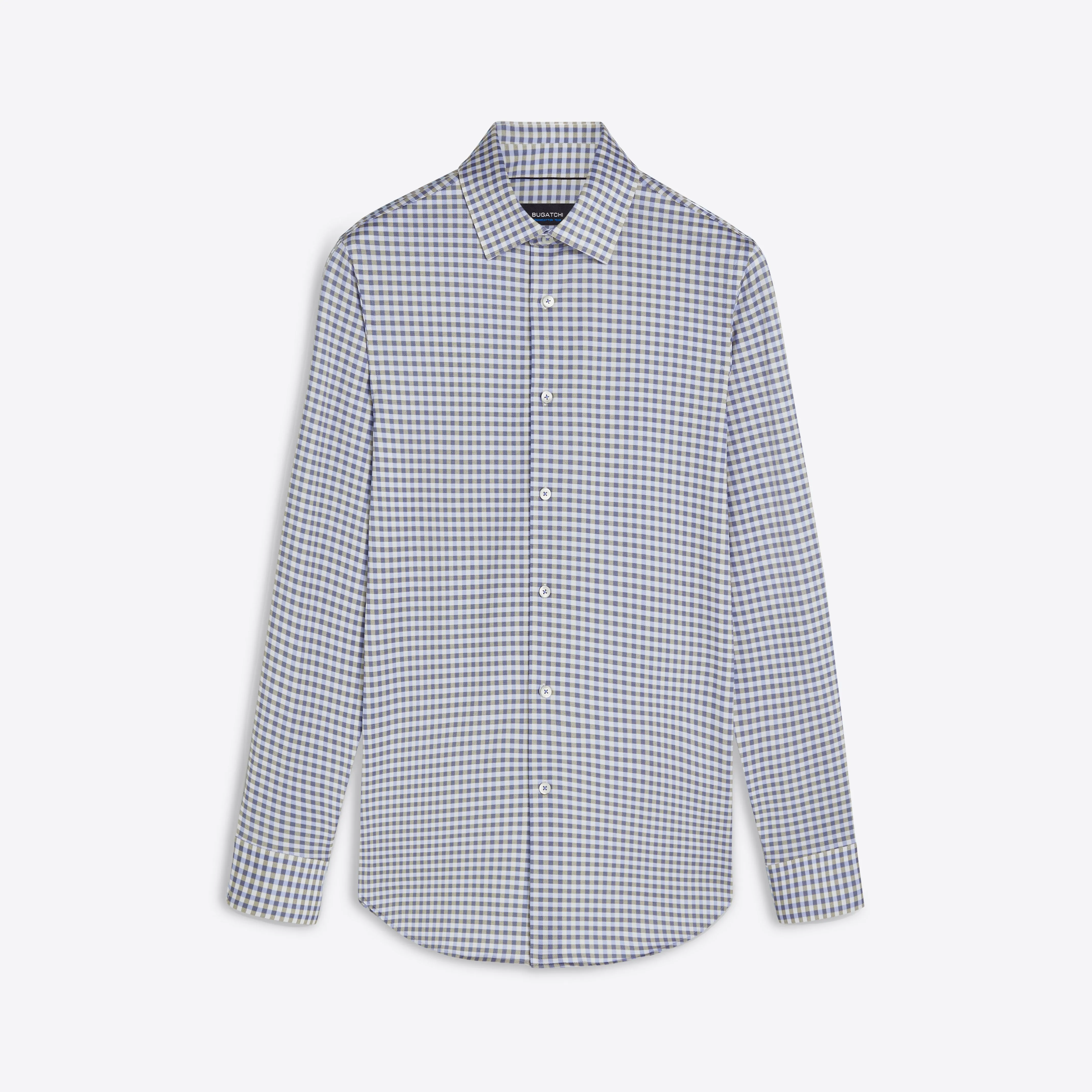 JAMES Gingham Check OoohCotton Twill Shirt sold by Bugatchi