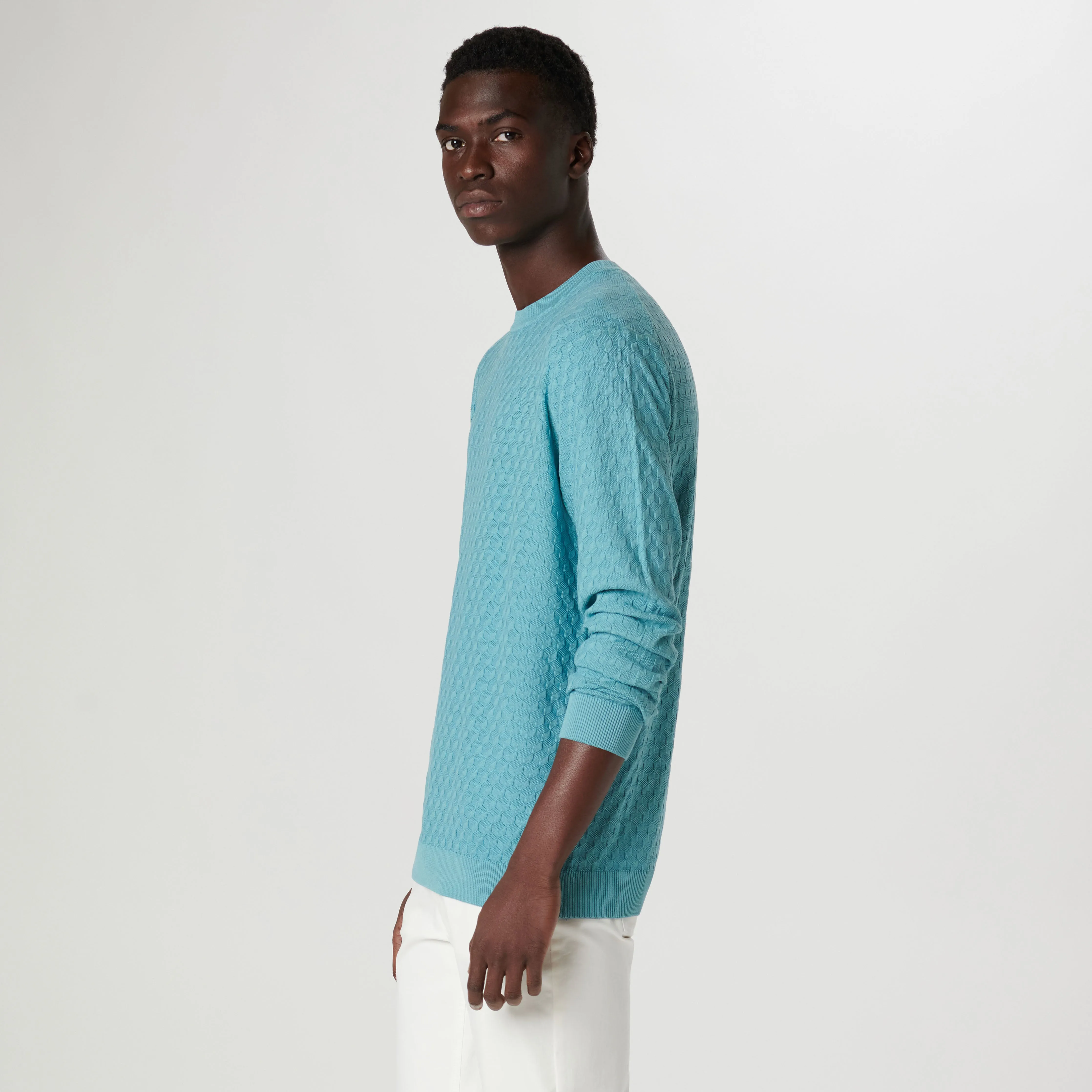 Mixed Stitch Crew Neck Sweater sold by Bugatchi product image thumbnail 3