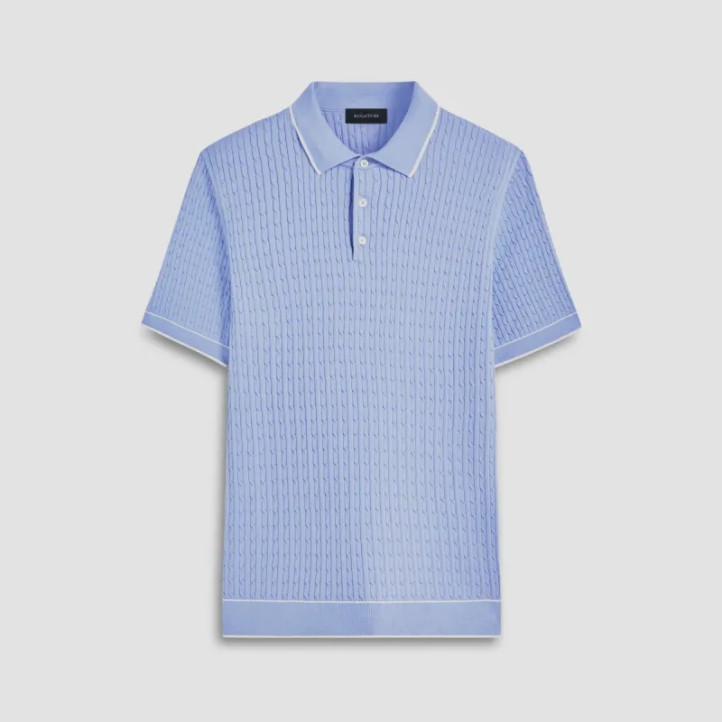 Cable Stitch Short Sleeve Polo Sweater sold by Bugatchi