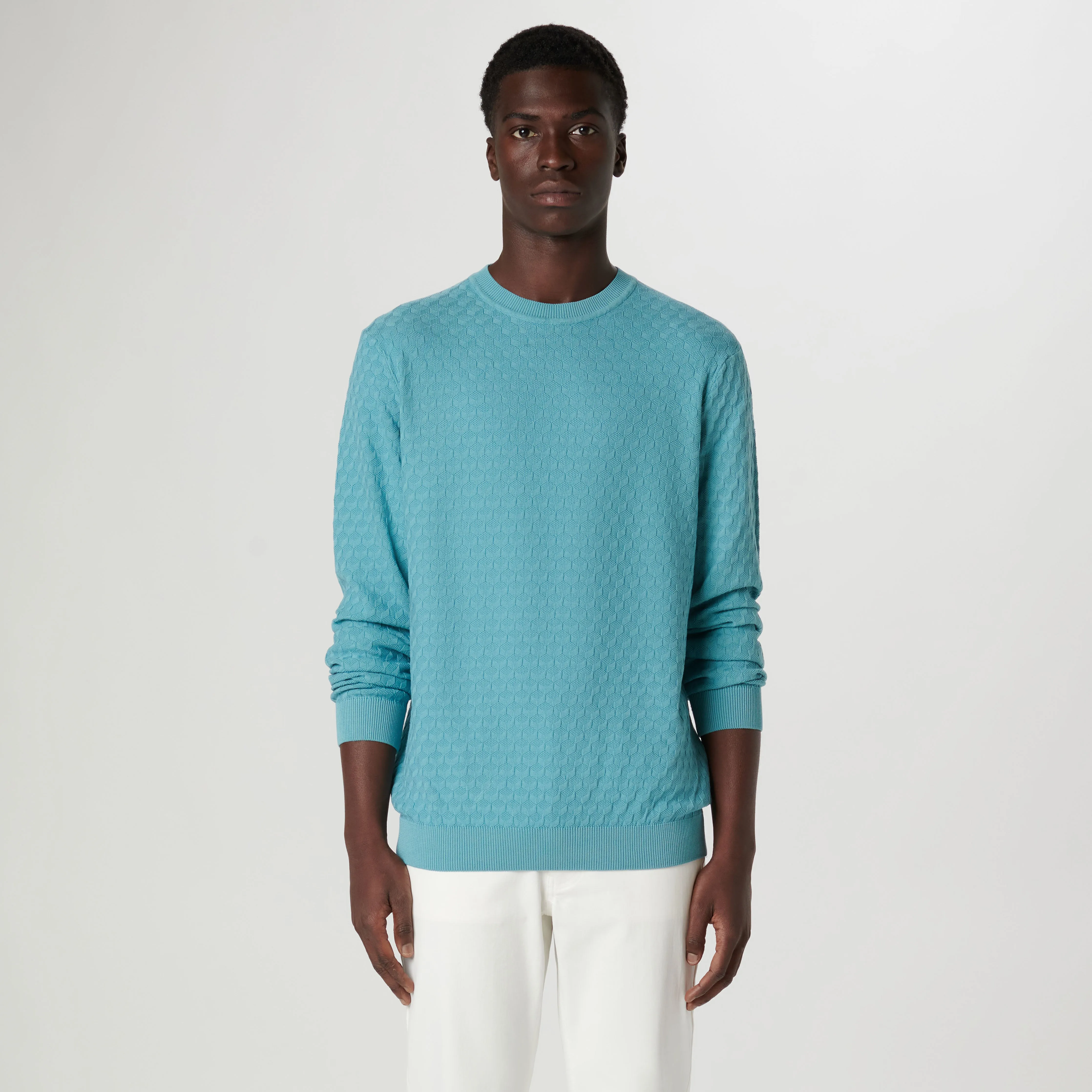 Mixed Stitch Crew Neck Sweater sold by Bugatchi product image thumbnail 2