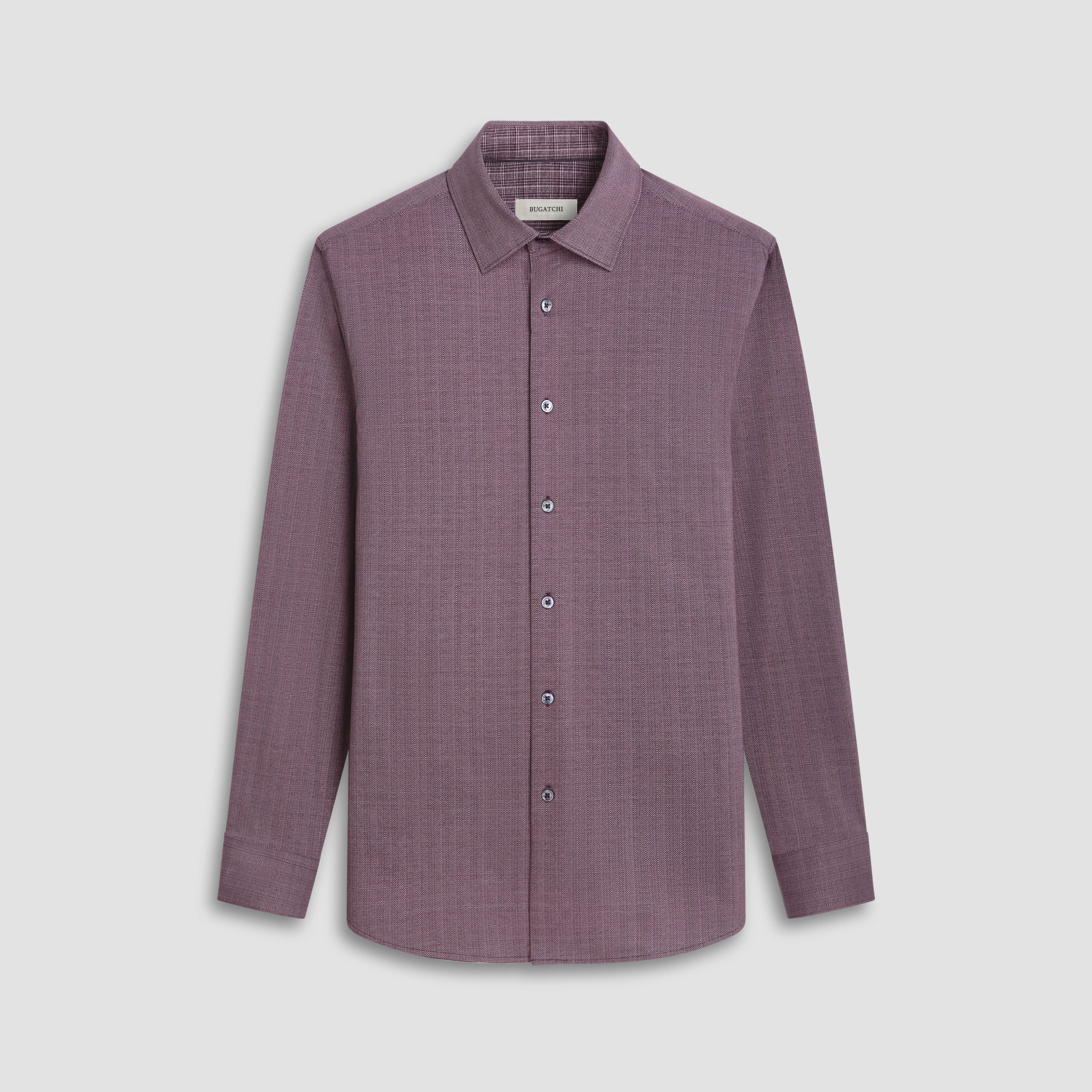 Jimmy Double Sided Herringbone/Check OoohCotton Shirt sold by Bugatchi