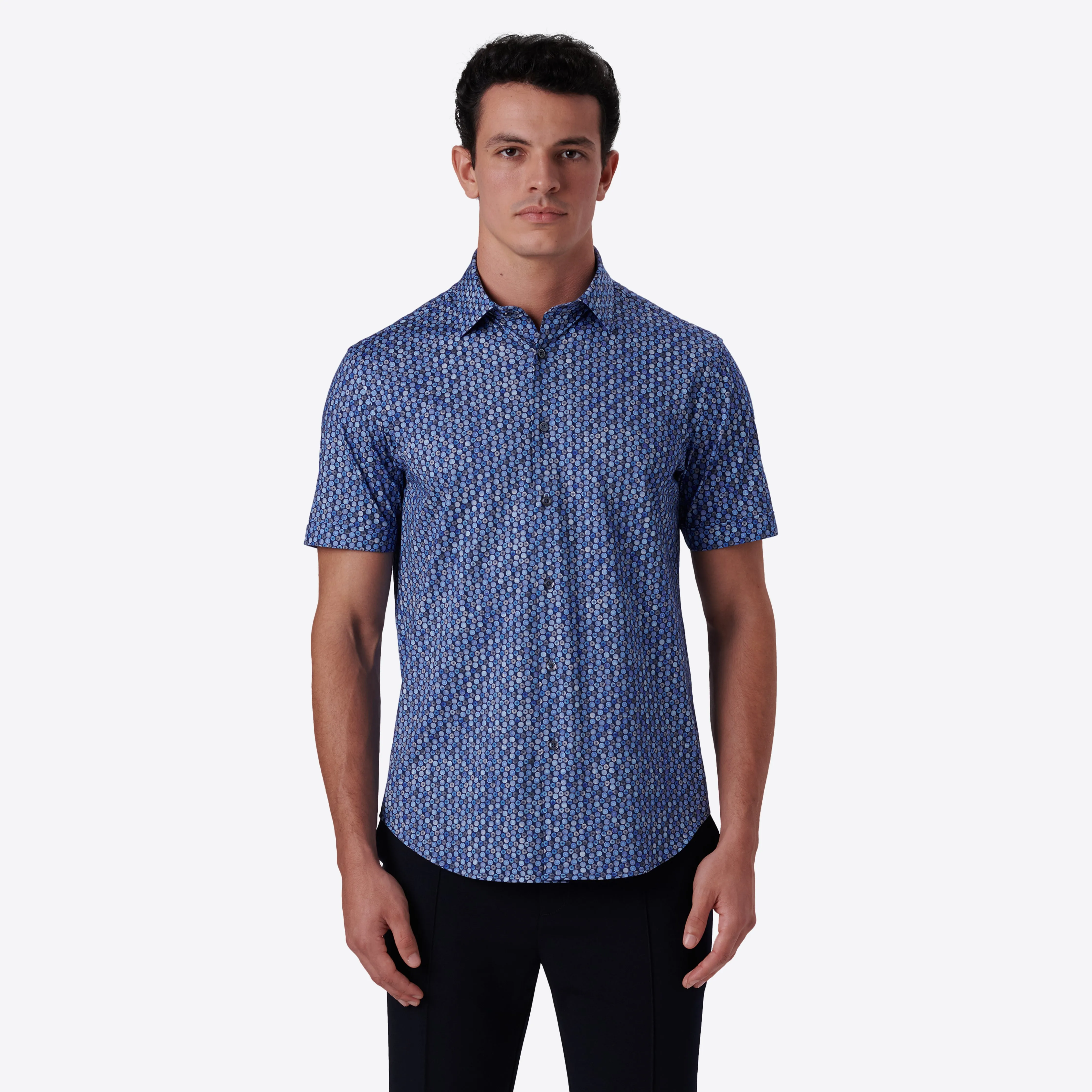 MILES Geometric Floral Print OoohCotton Short Sleeve Shirt sold by Bugatchi product image thumbnail 2