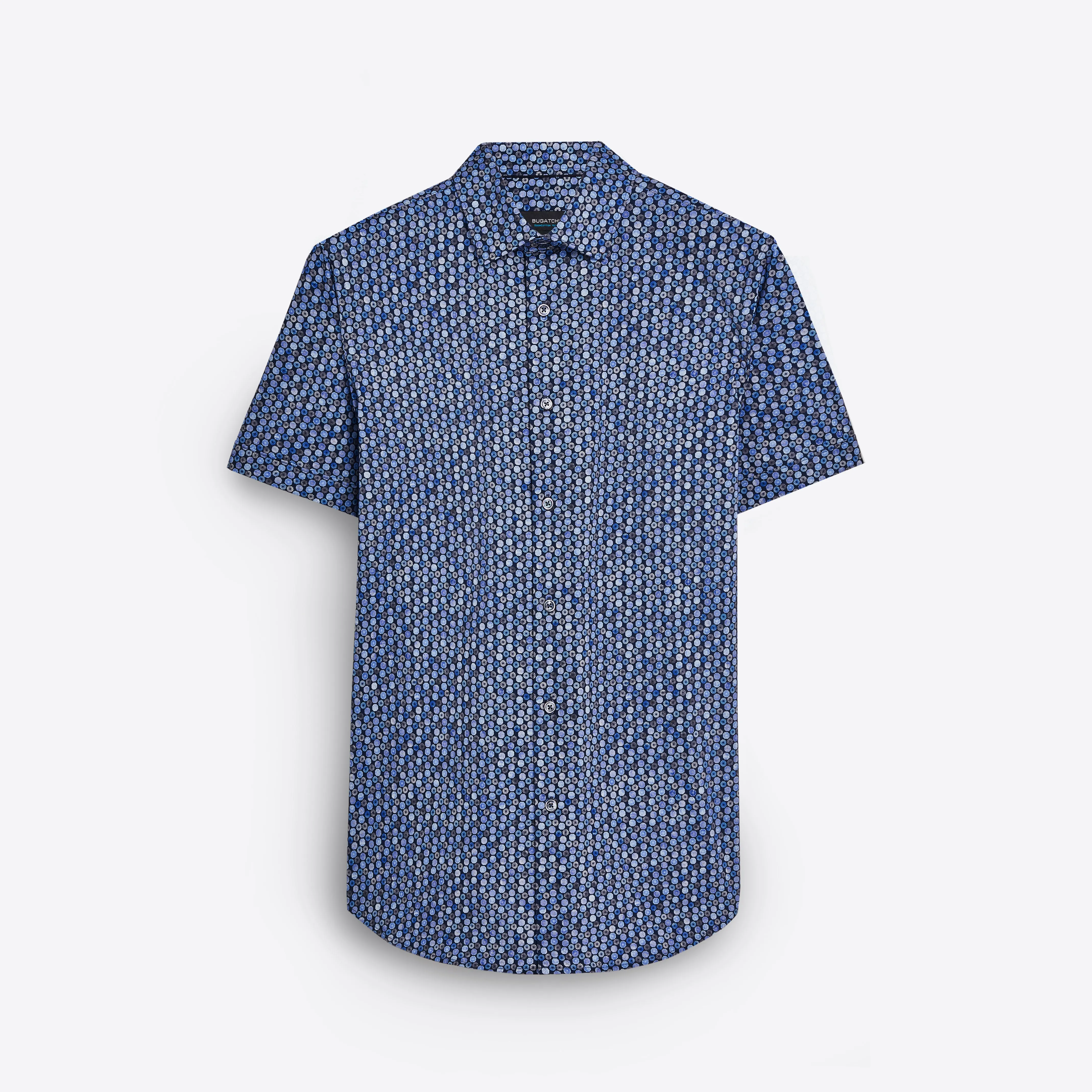 MILES Geometric Floral Print OoohCotton Short Sleeve Shirt sold by Bugatchi