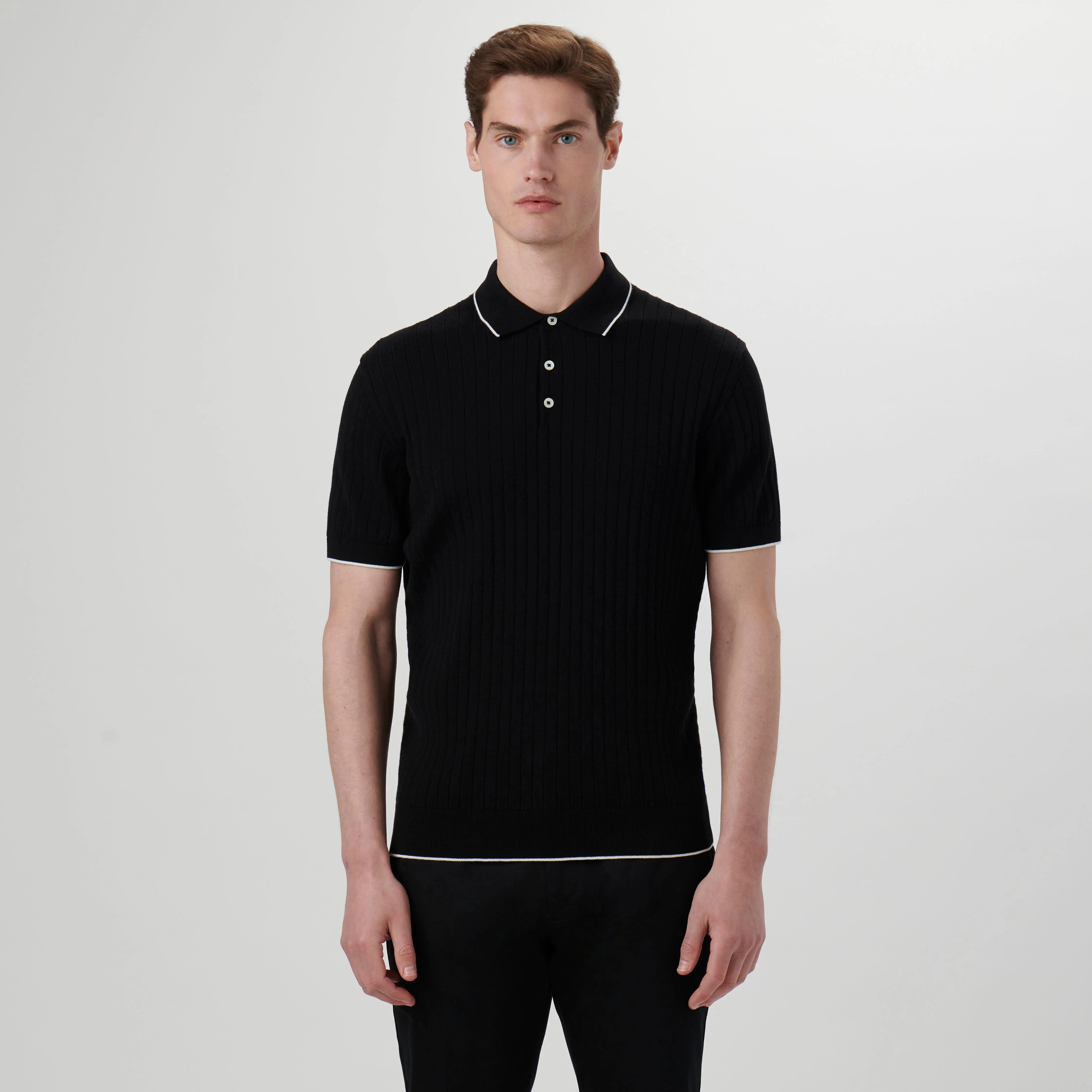 Stripe Stitch Three Button Polo Sweater sold by Bugatchi product image thumbnail 2