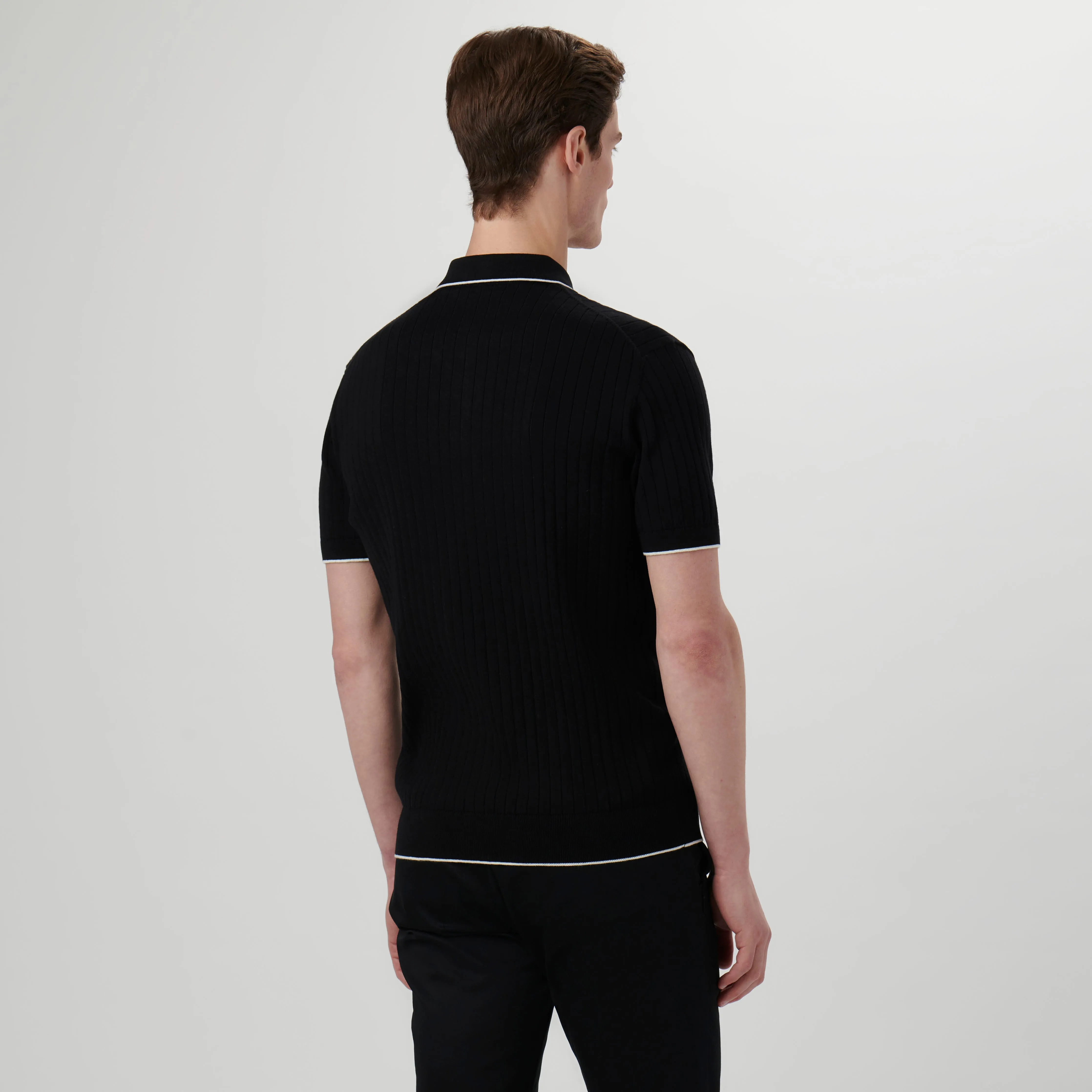 Stripe Stitch Three Button Polo Sweater sold by Bugatchi product image thumbnail 4