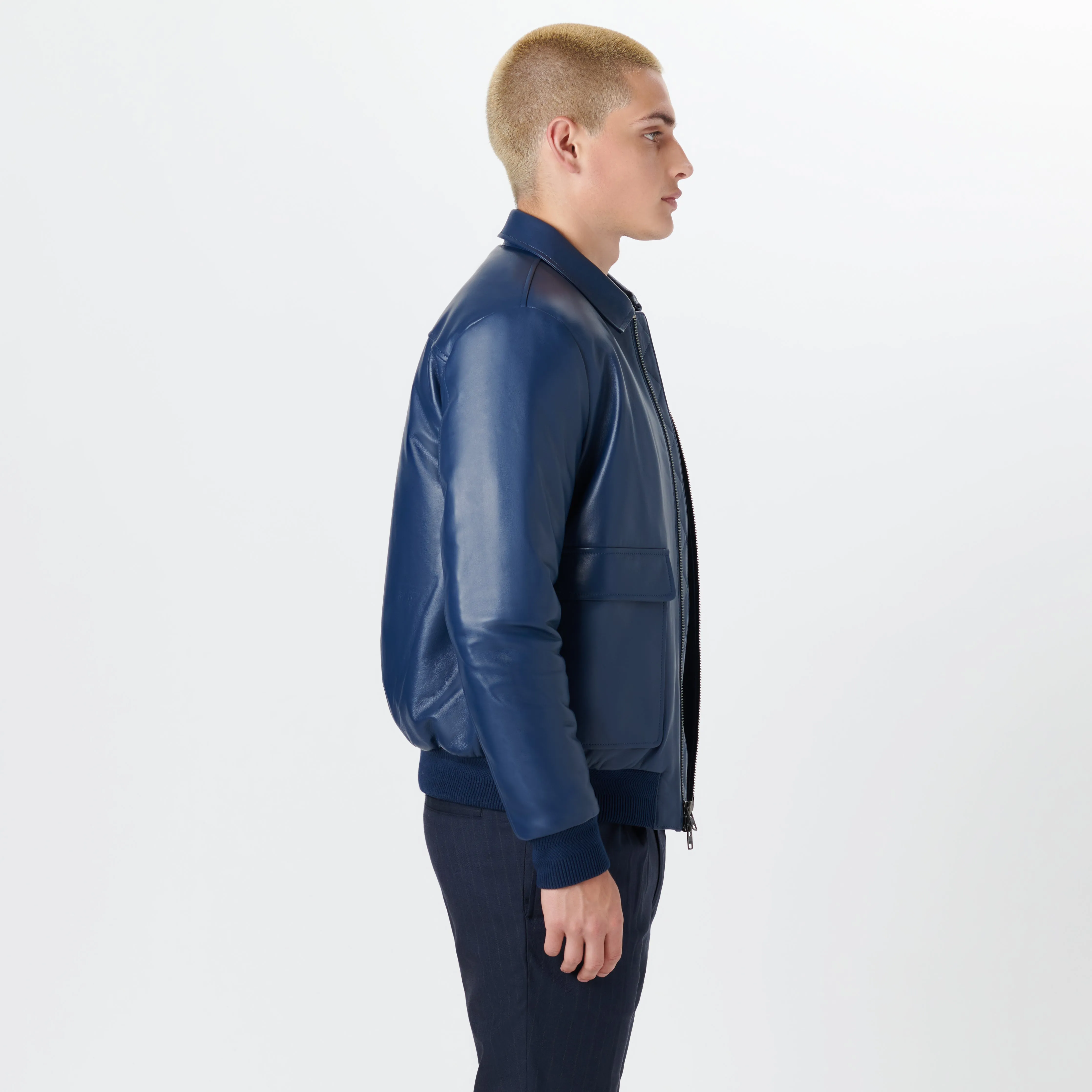 Leather Bomber Jacket sold by Bugatchi product image thumbnail 3
