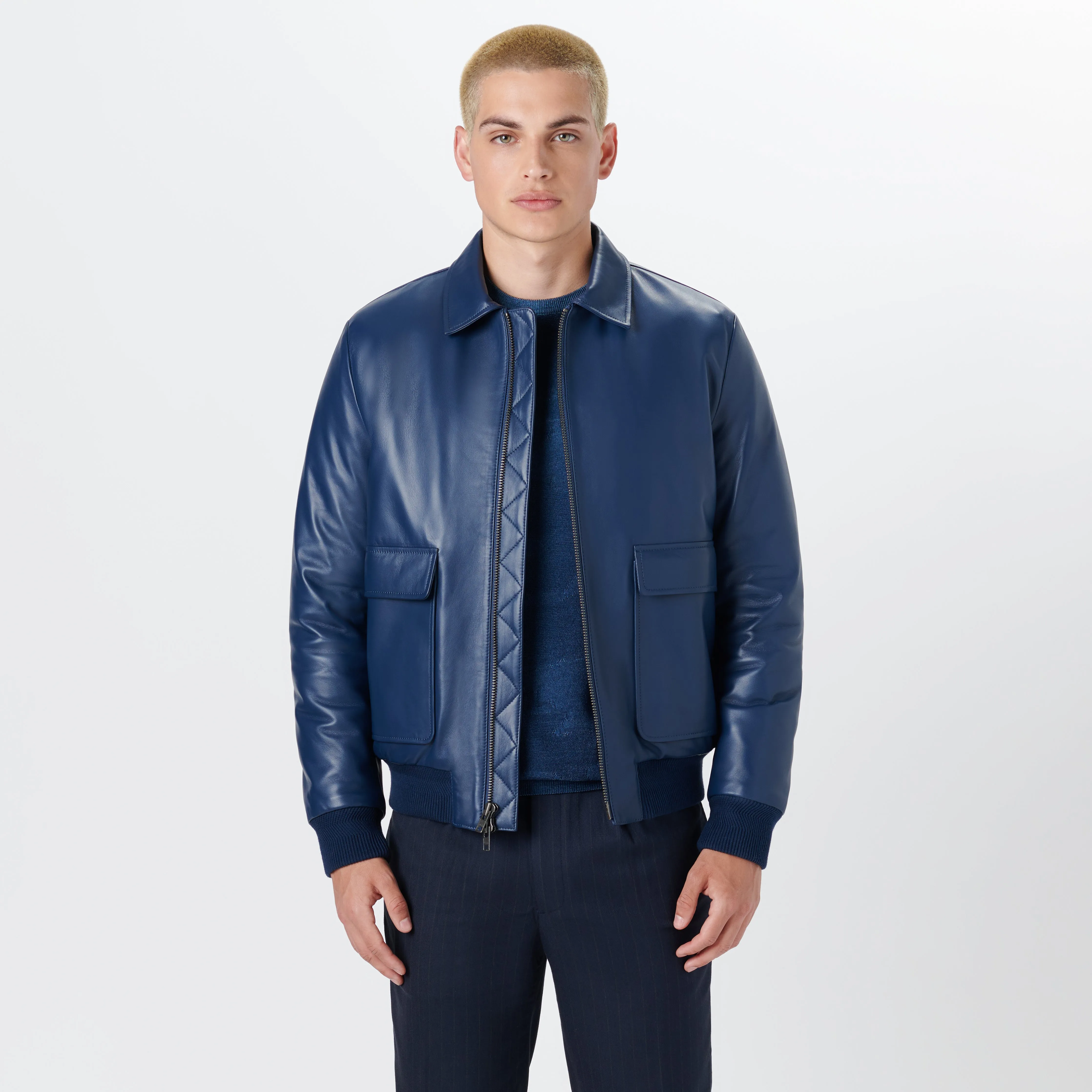 Leather Bomber Jacket sold by Bugatchi product image thumbnail 2
