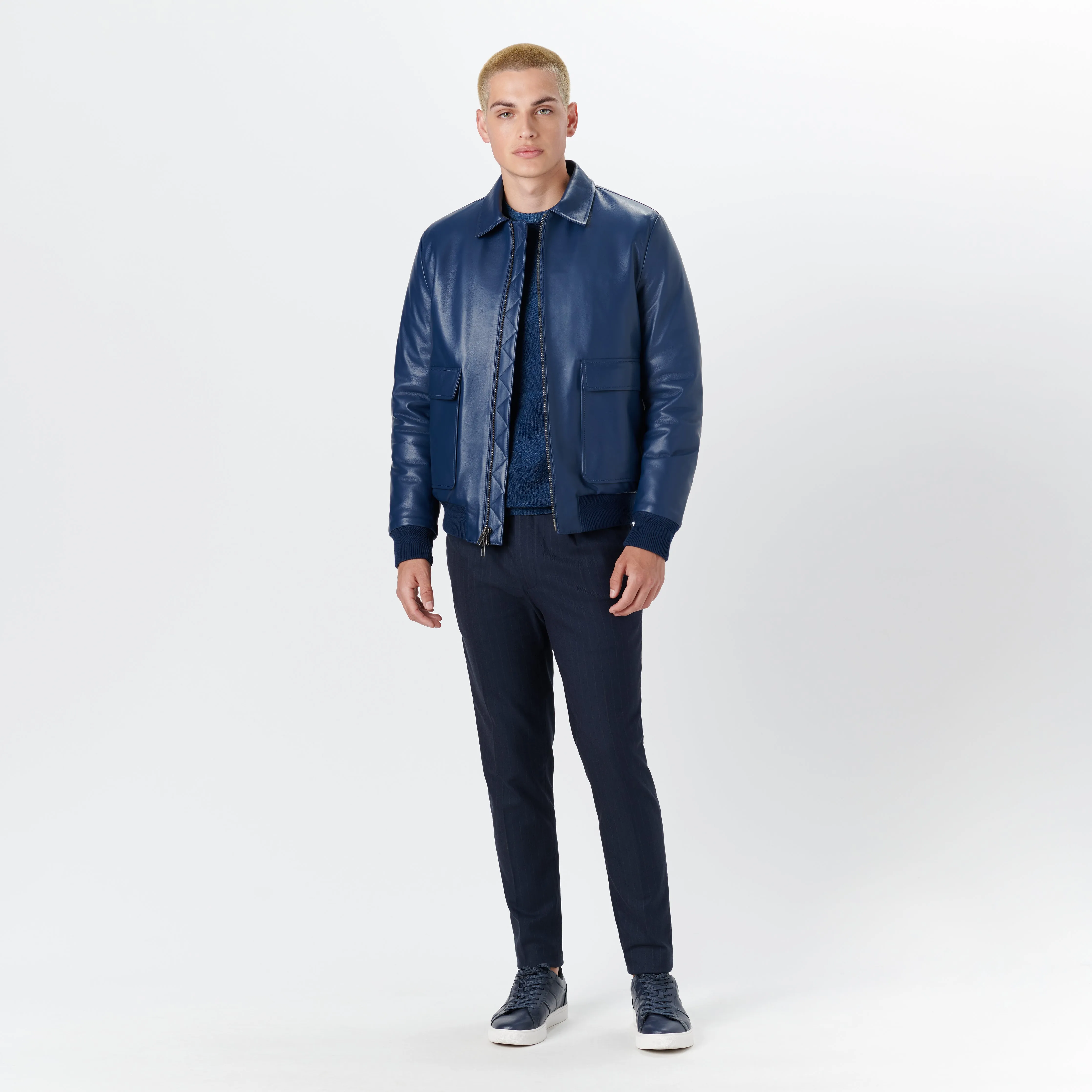 Leather Bomber Jacket sold by Bugatchi product image thumbnail 5