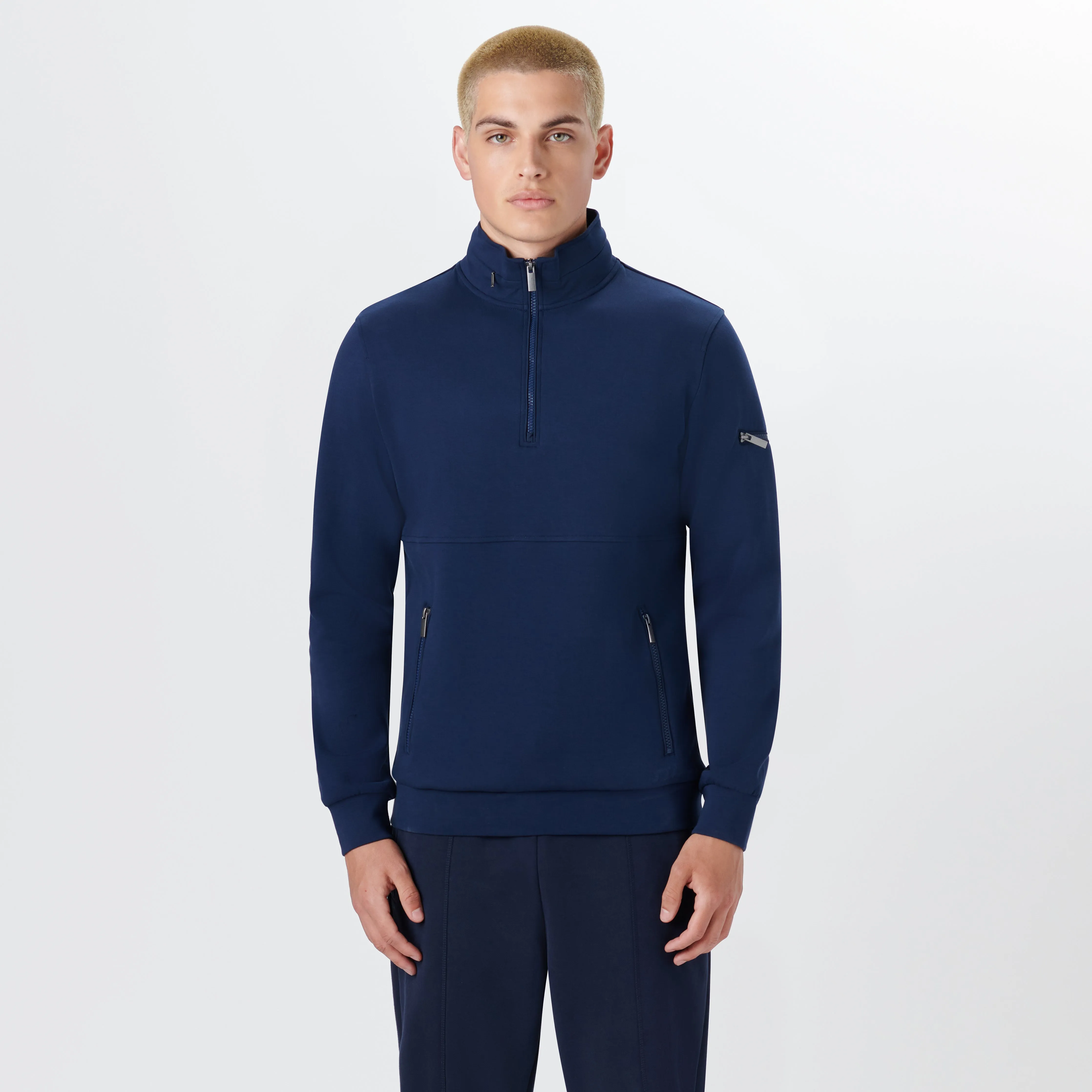 Long Sleeve Quarter Zip Pullover With Hood sold by Bugatchi product image thumbnail 2