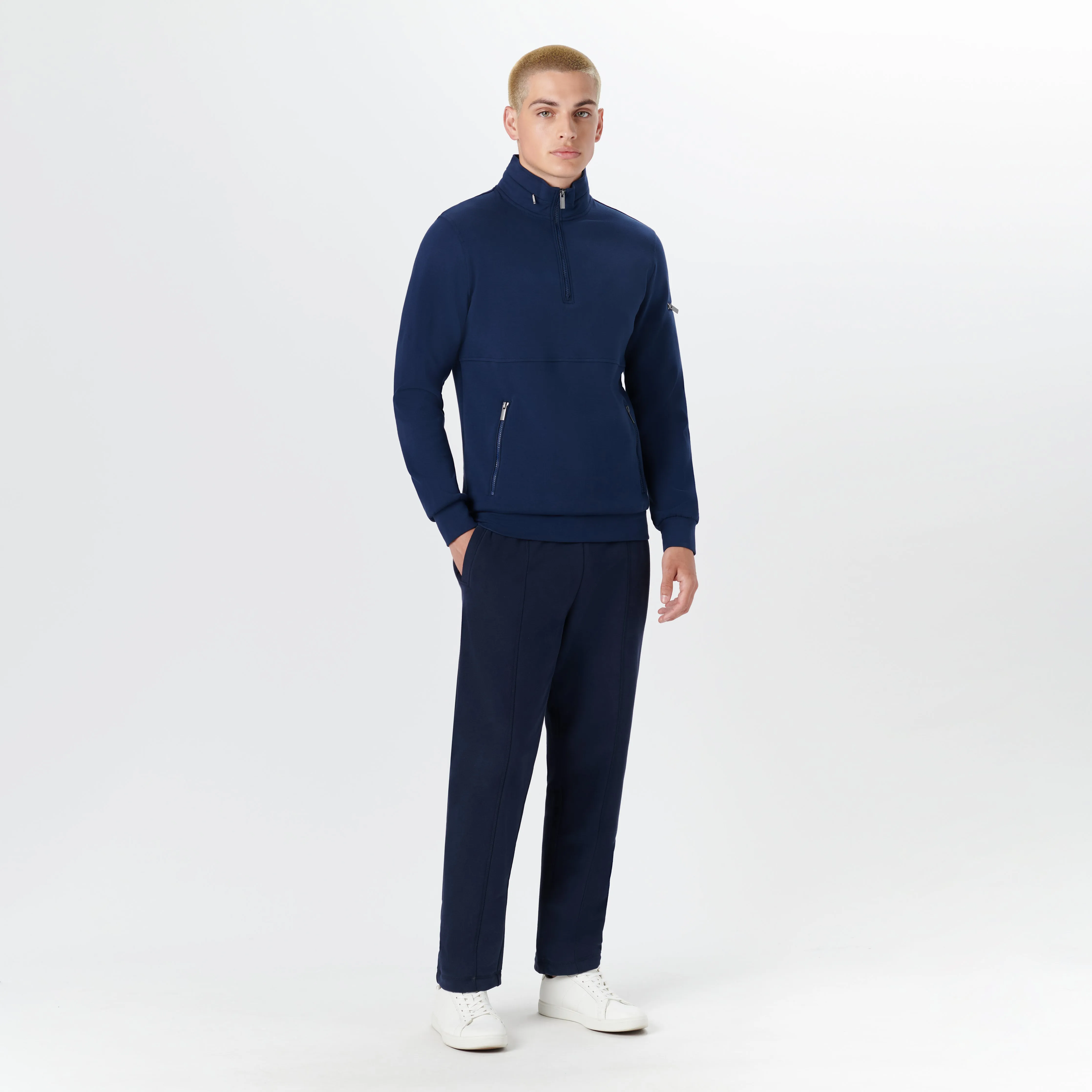 Long Sleeve Quarter Zip Pullover With Hood sold by Bugatchi product image thumbnail 5