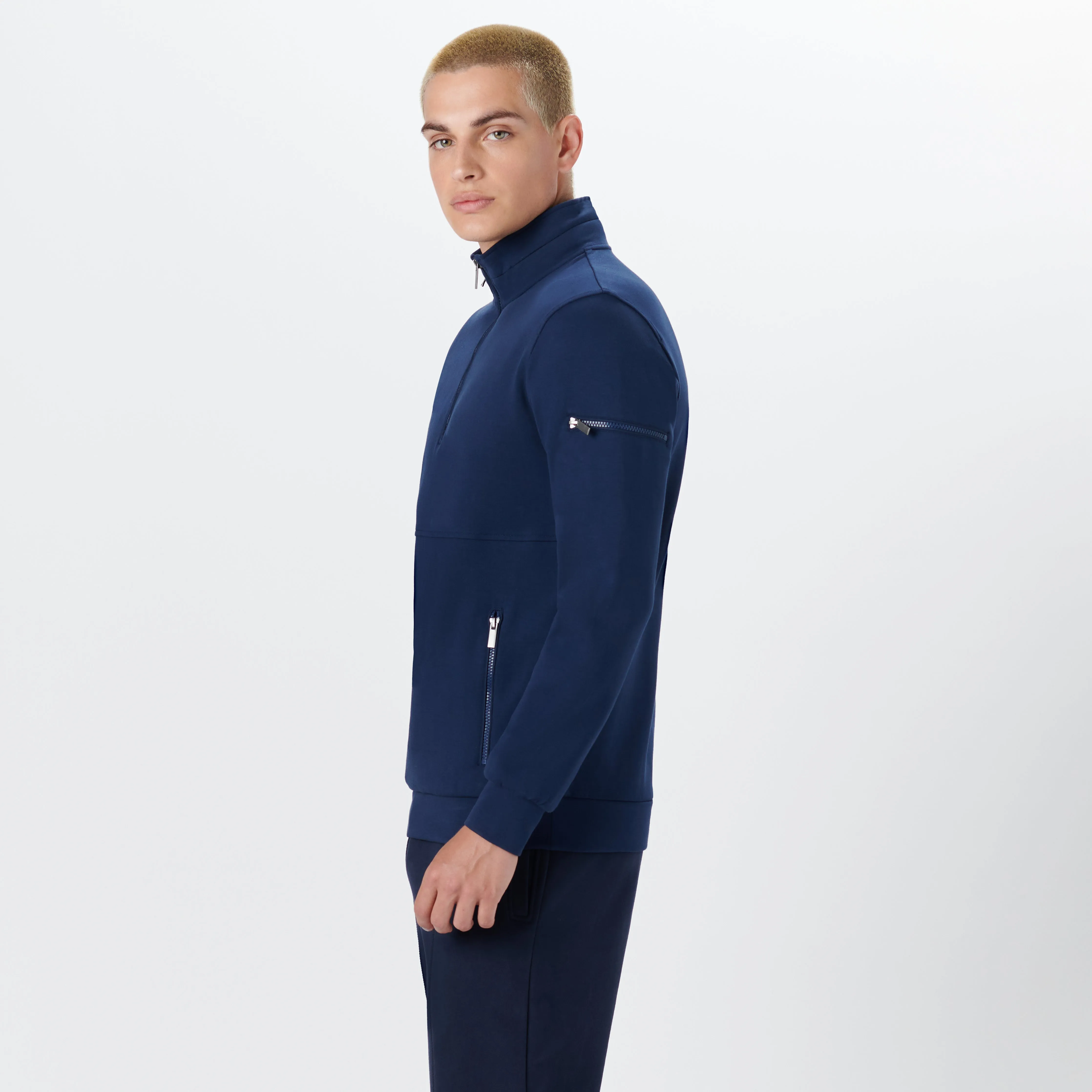 Long Sleeve Quarter Zip Pullover With Hood sold by Bugatchi product image thumbnail 3