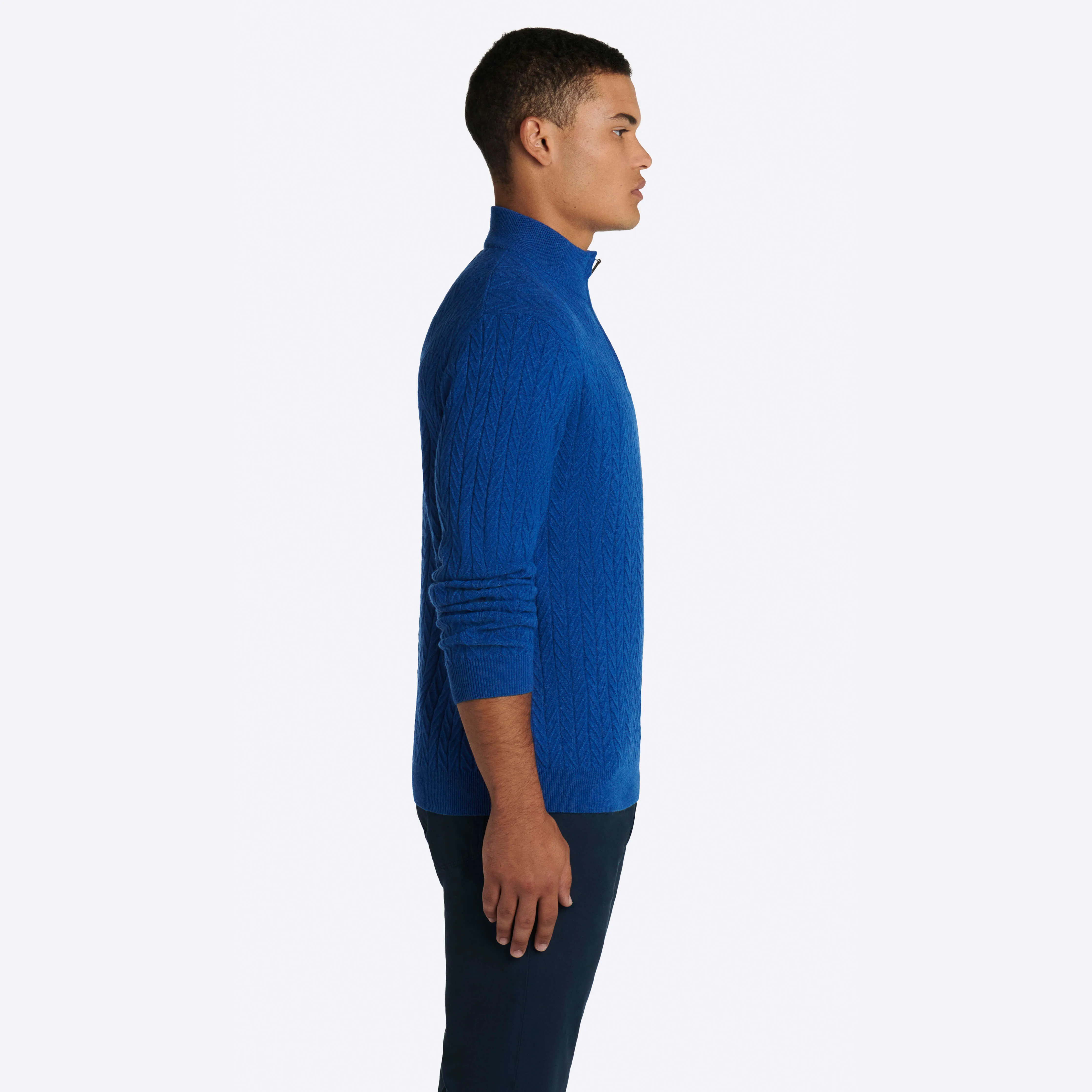Cable Knit Quarter Zip Mock Neck Sweater sold by Bugatchi product image thumbnail 4