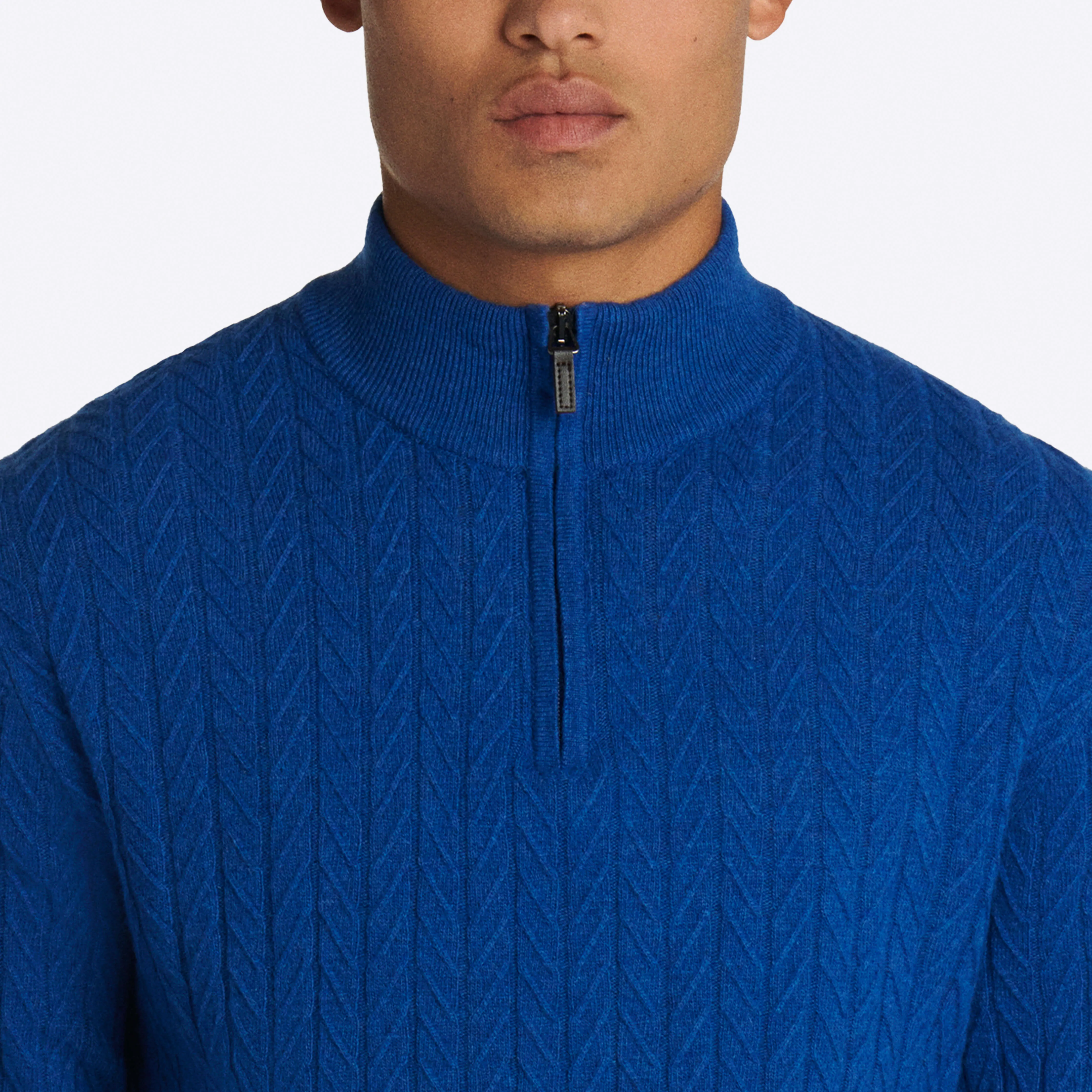 Cable Knit Quarter Zip Mock Neck Sweater sold by Bugatchi product image thumbnail 5