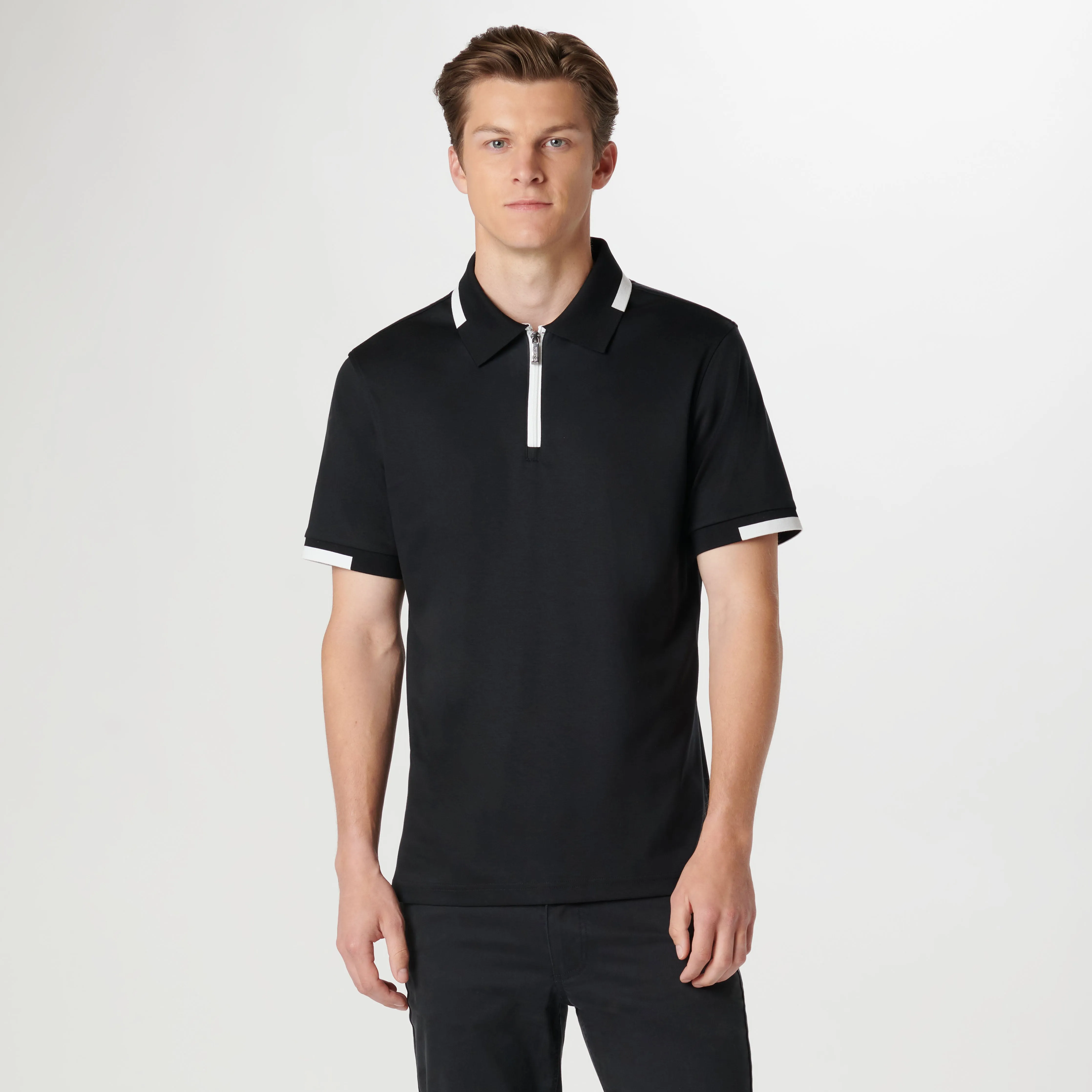 Tipped Quarter Zip Polo sold by Bugatchi product image thumbnail 2