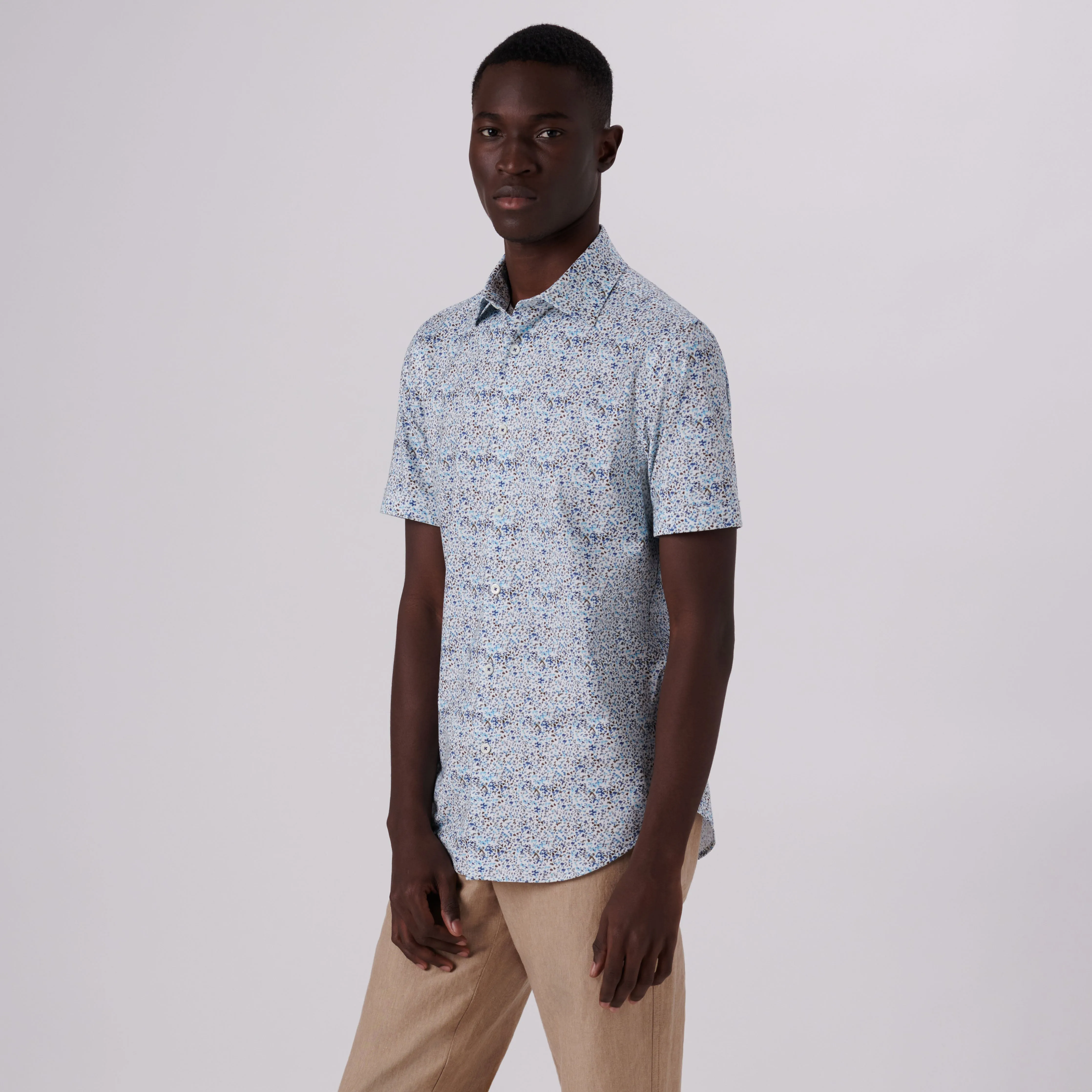 Miles Abstract Print OoohCotton Short Sleeve Shirt sold by Bugatchi product image thumbnail 3