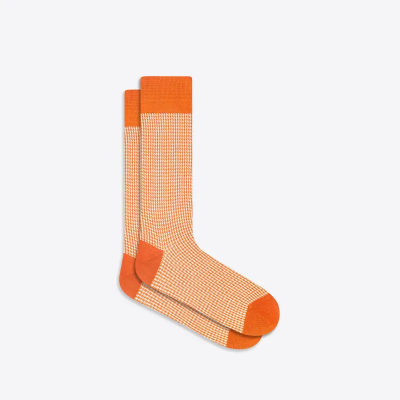 Hound's Tooth Check Mid-Calf Socks sold by Bugatchi