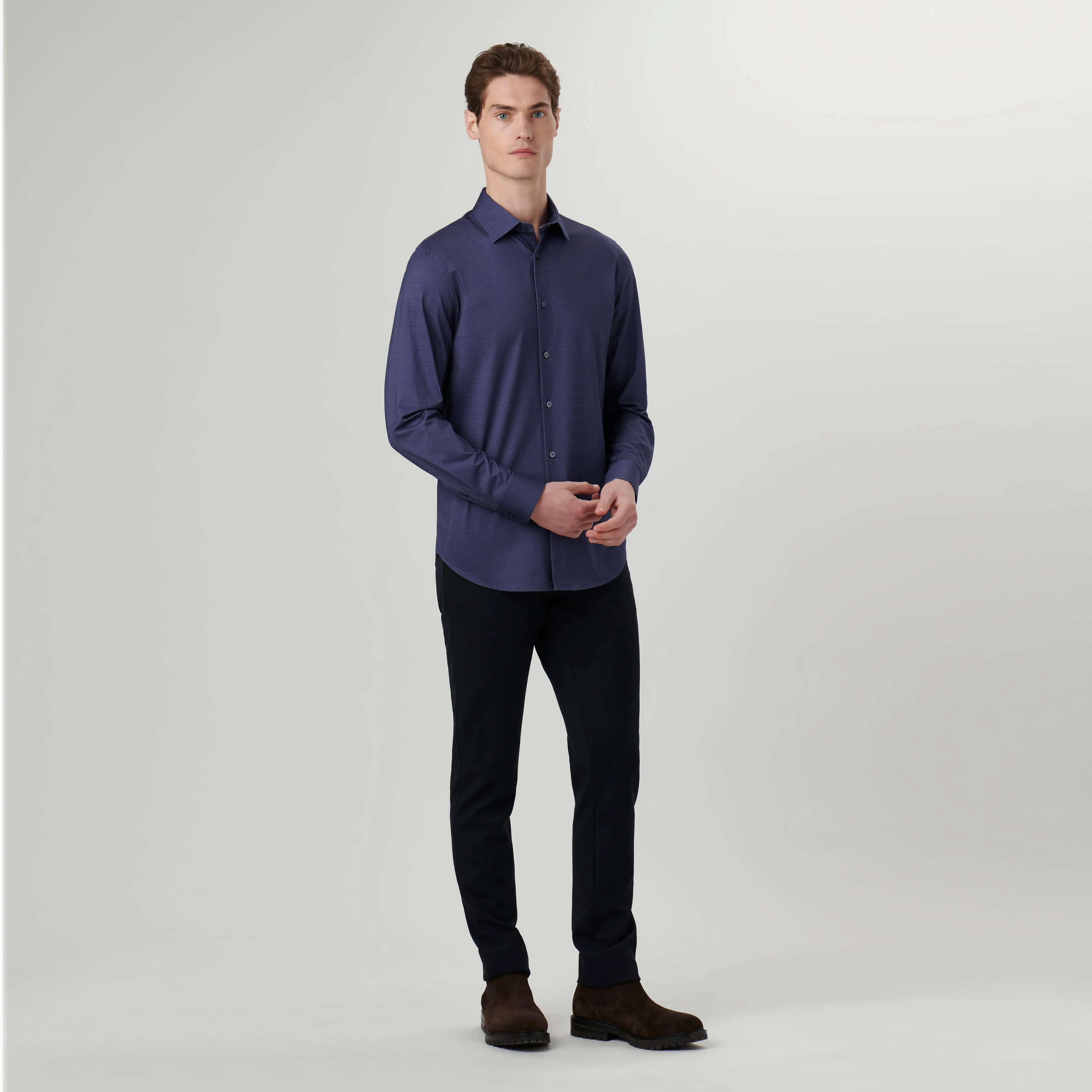 James Pin Check OoohCotton Shirt sold by Bugatchi product image thumbnail 5
