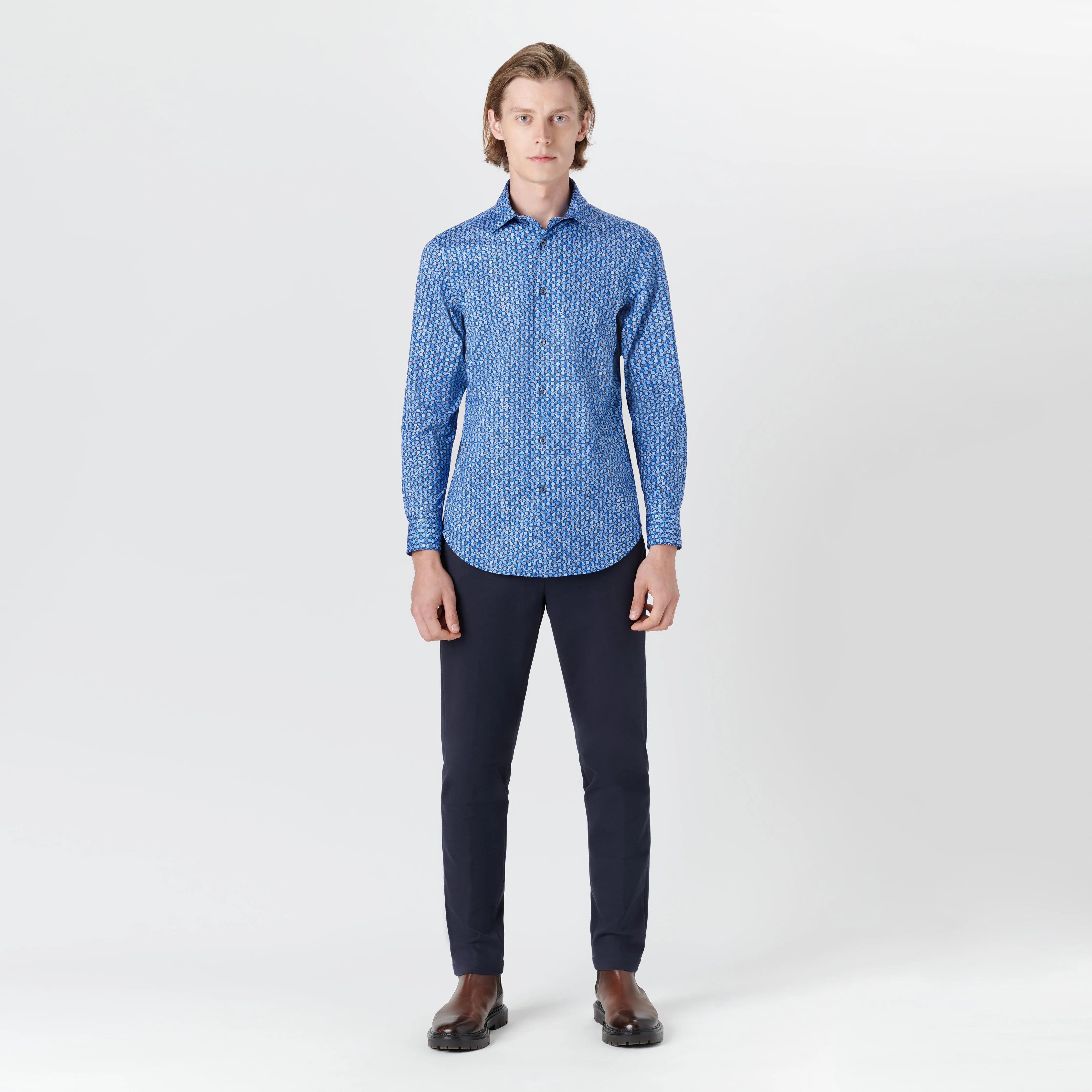 JAMES Geometric Floral Print OoohCotton Shirt sold by Bugatchi product image thumbnail 5