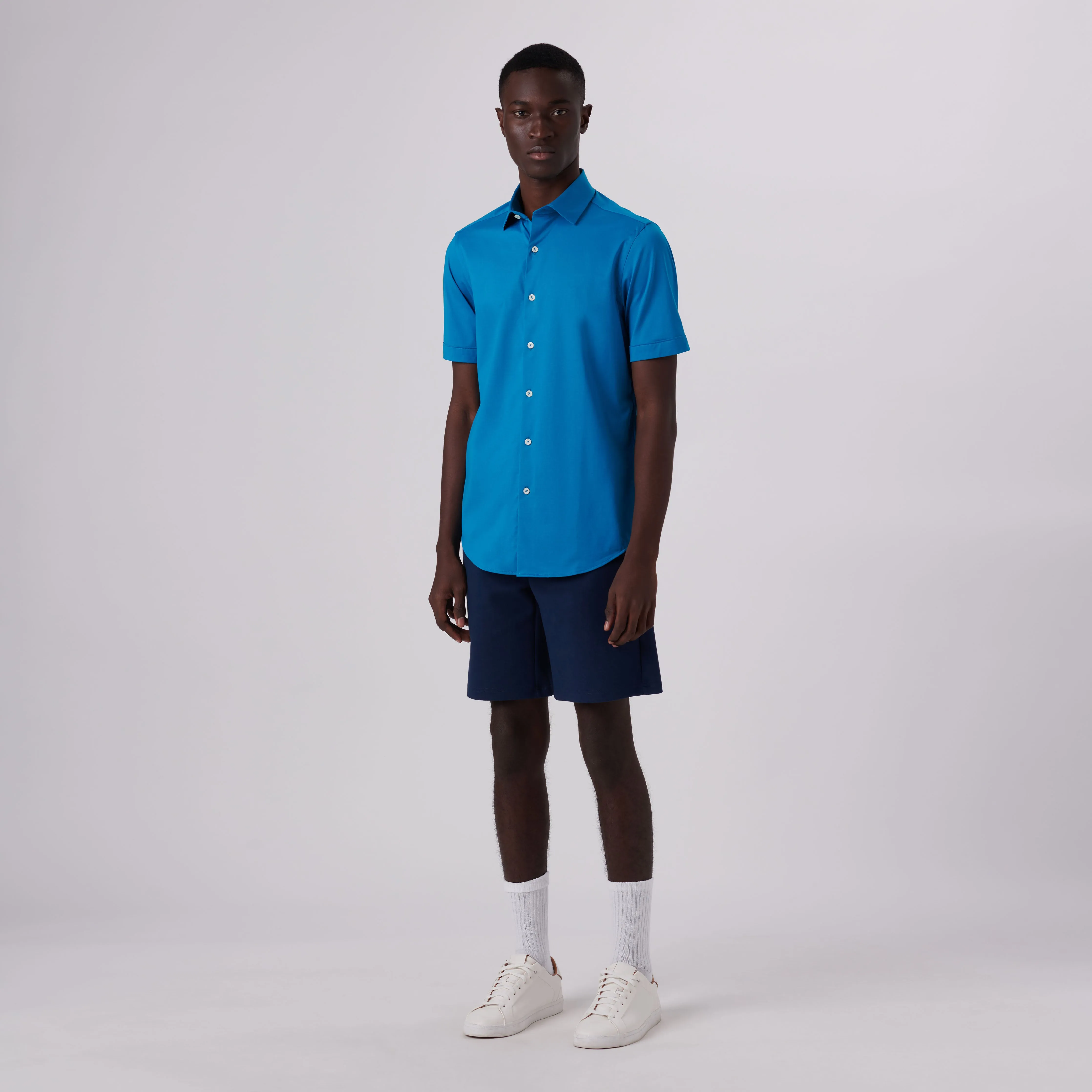 Miles Solid OoohCotton Short Sleeve Shirt sold by Bugatchi product image thumbnail 5