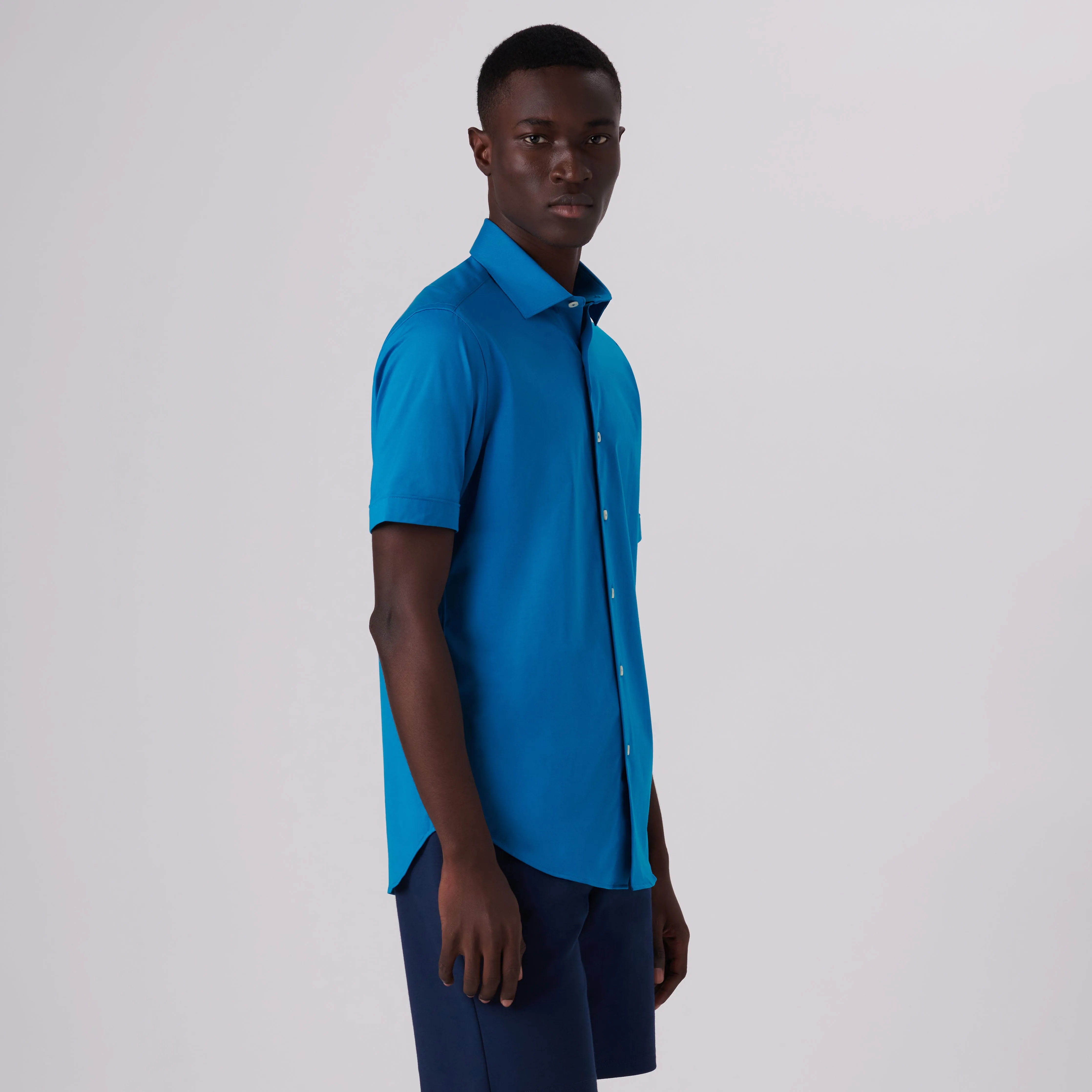 Miles Solid OoohCotton Short Sleeve Shirt sold by Bugatchi product image thumbnail 3