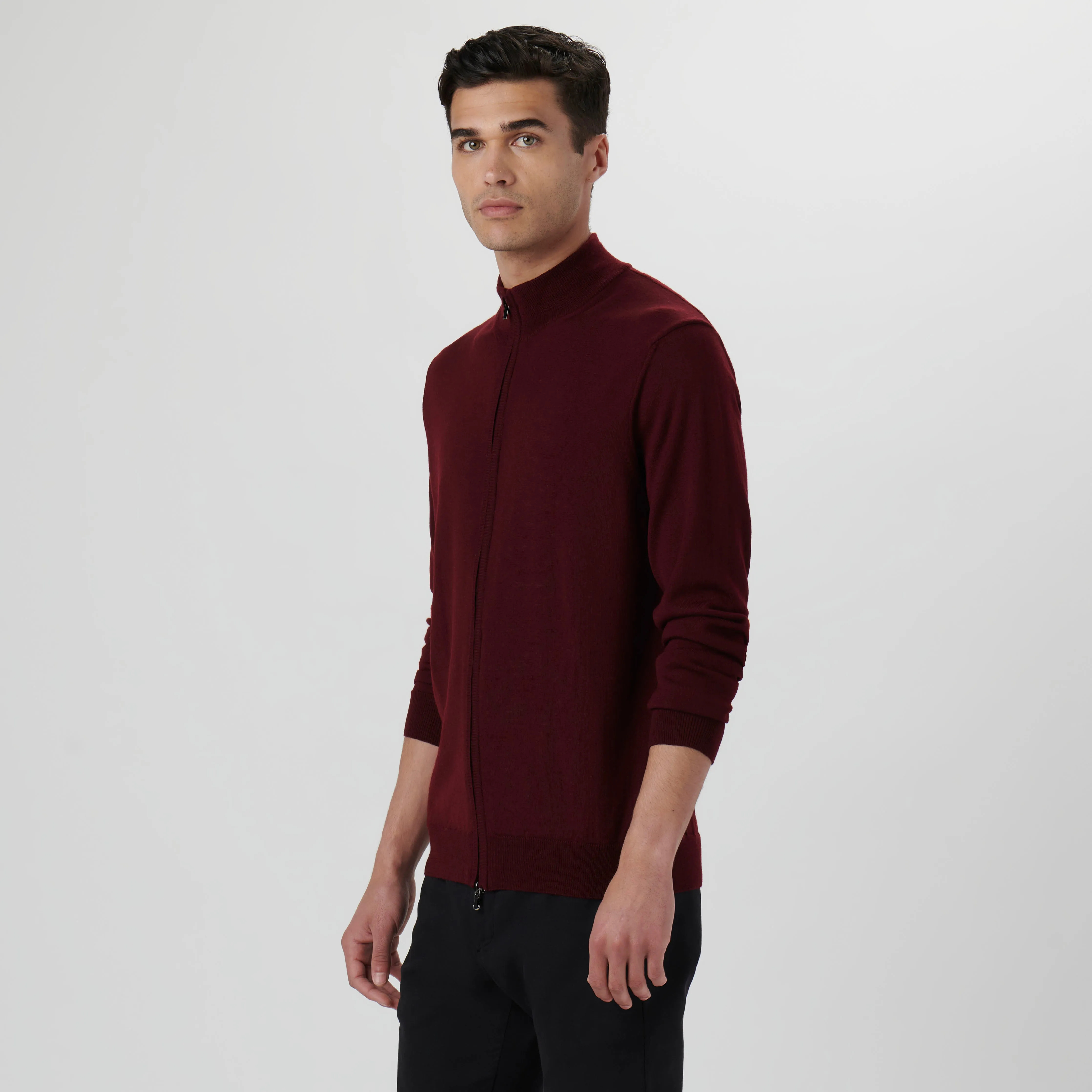 Super Merino Solid Sweater Jacket sold by Bugatchi product image thumbnail 3