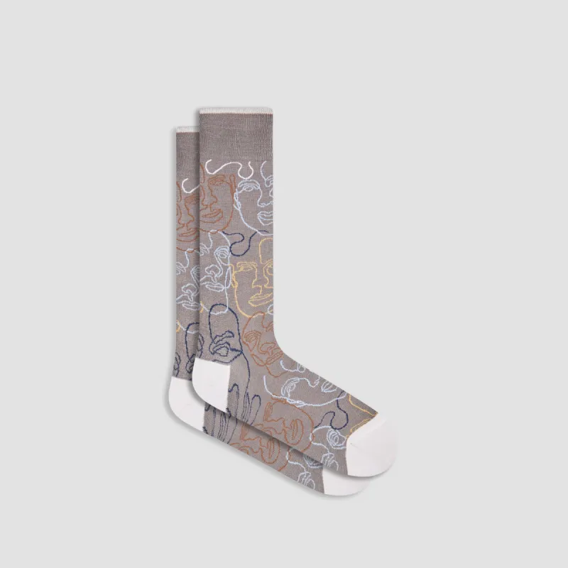 Abstract Faces Mid-Calf Socks sold by Bugatchi