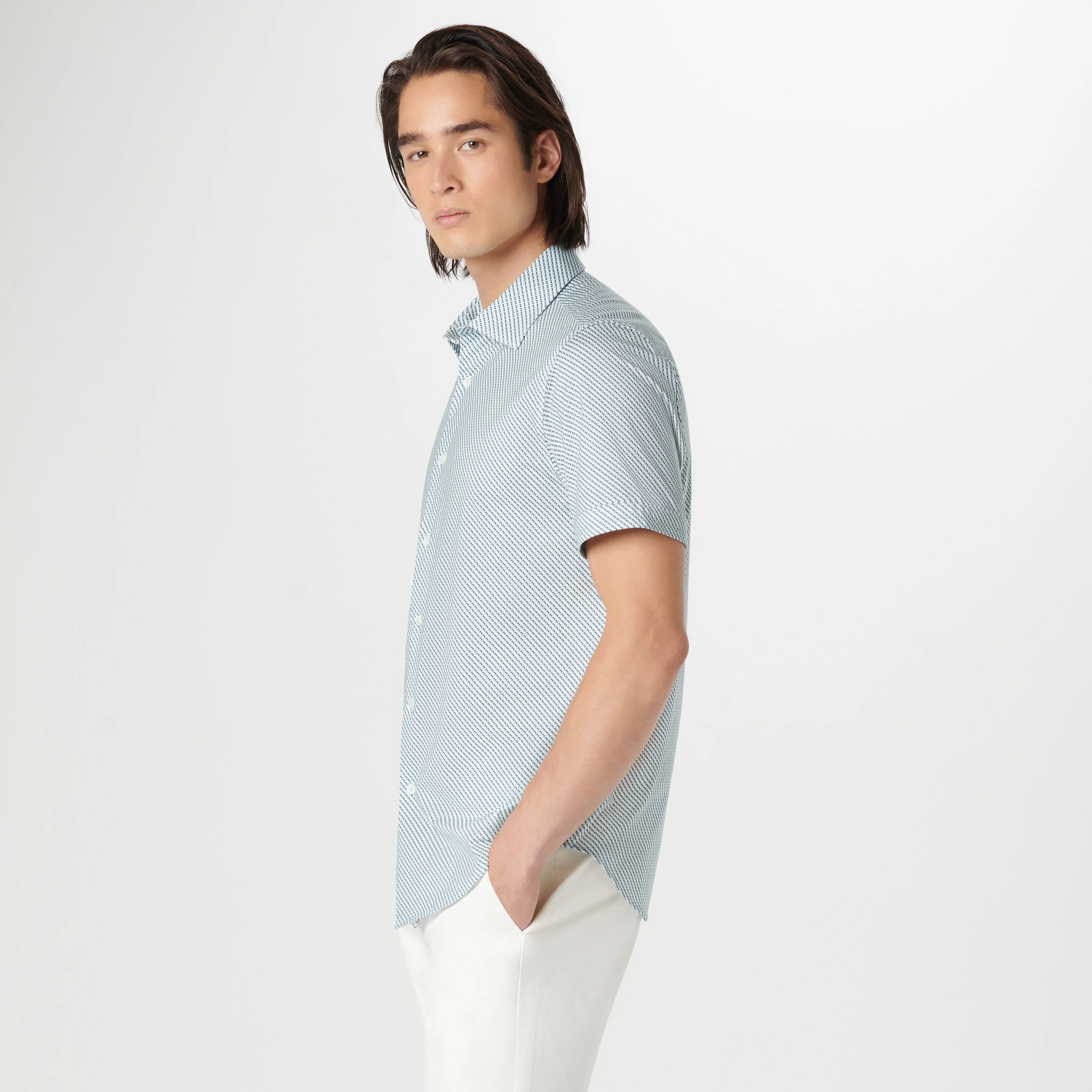 Miles Geometric OoohCotton Short Sleeve Shirt sold by Bugatchi product image thumbnail 3