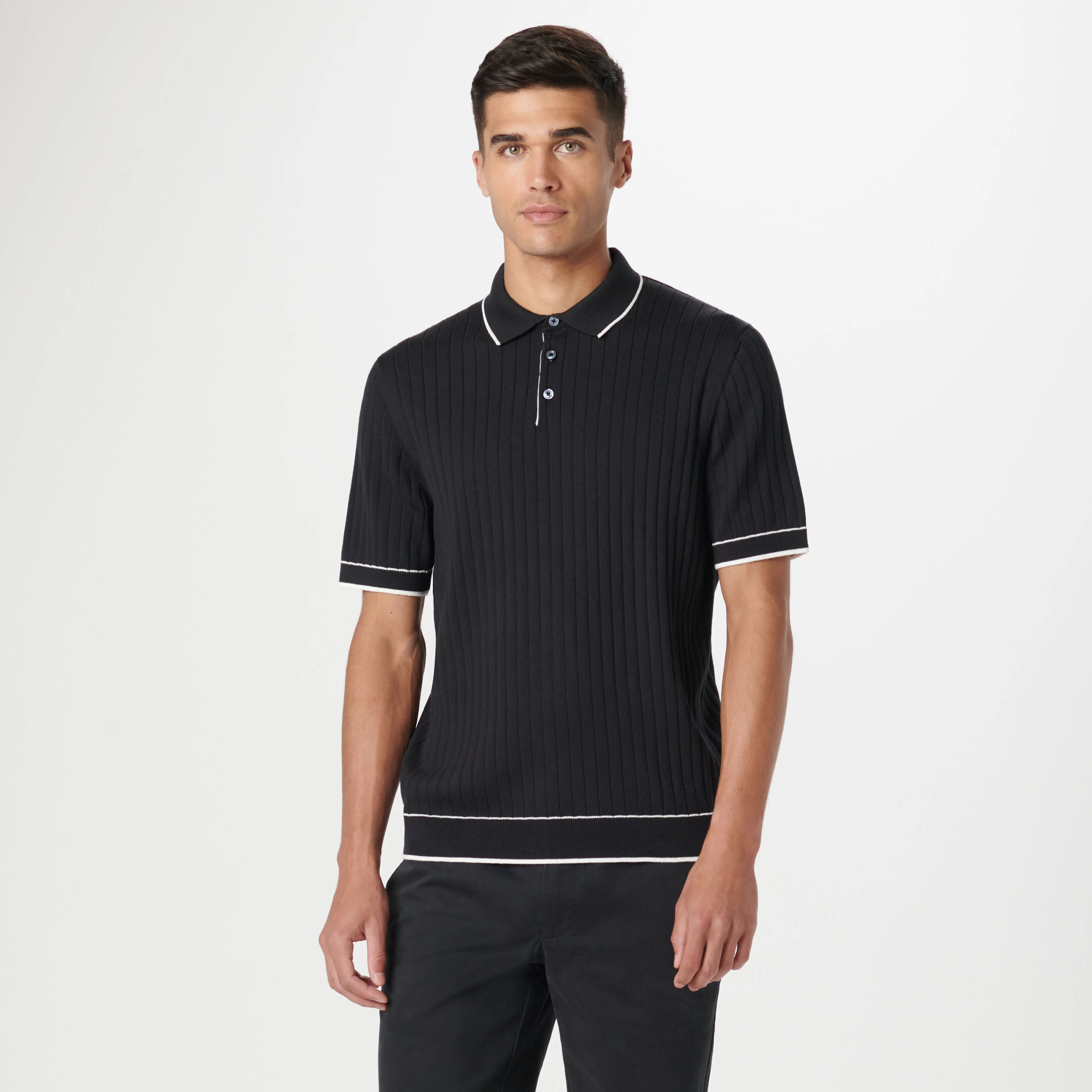 Rib Stitch Short Sleeve Polo Sweater sold by Bugatchi product image thumbnail 2