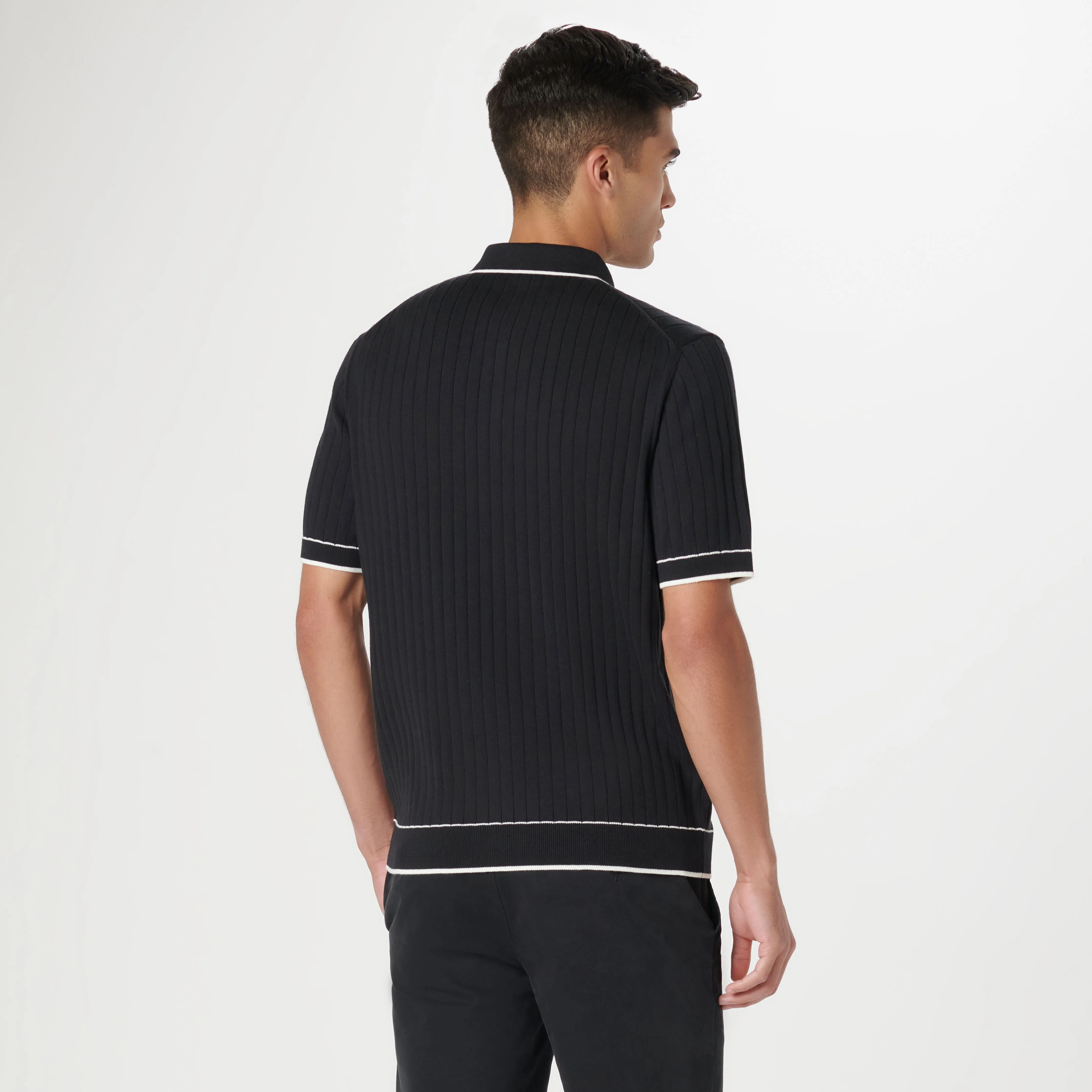 Rib Stitch Short Sleeve Polo Sweater sold by Bugatchi product image thumbnail 4