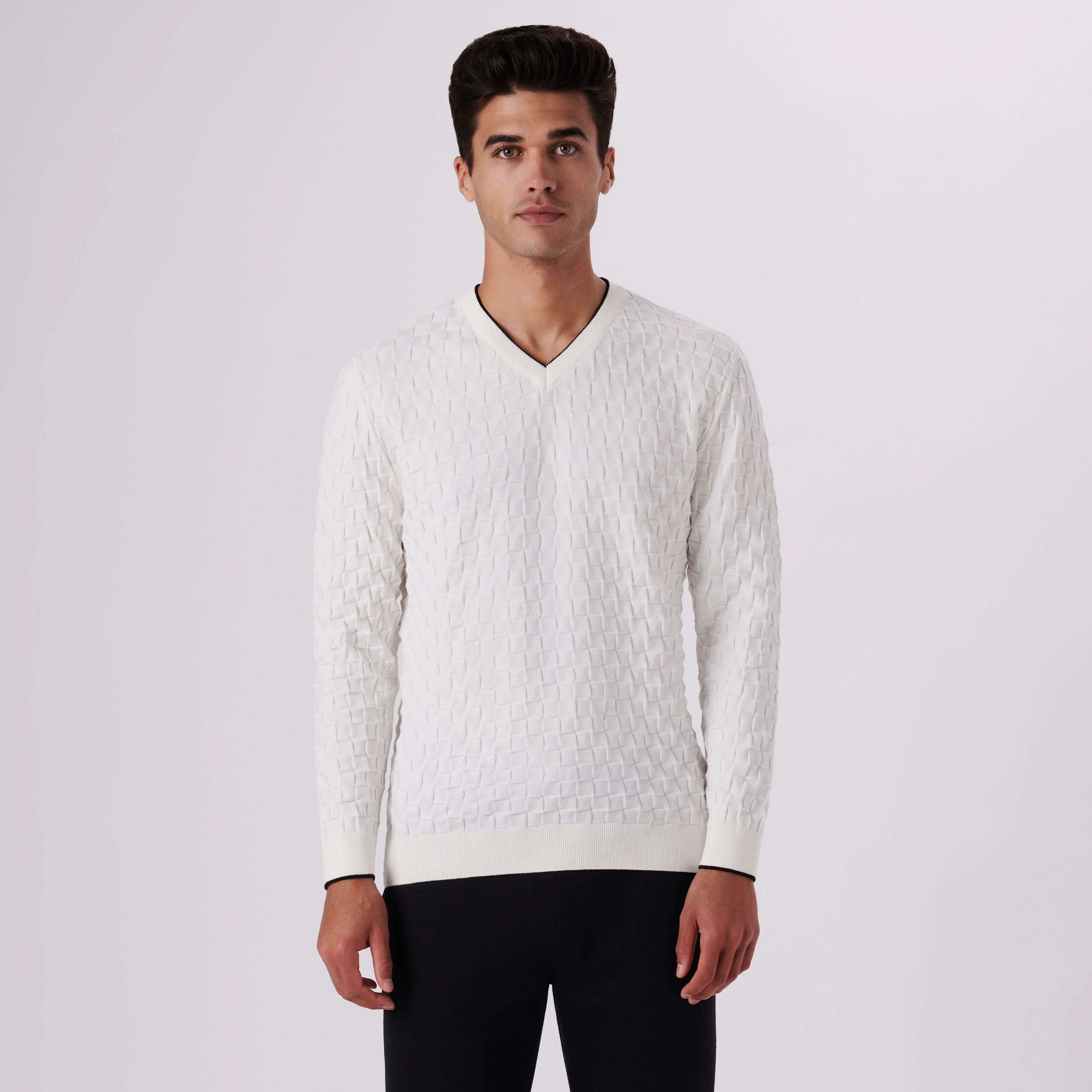 Basketweave V-Neck Sweater sold by Bugatchi product image thumbnail 2