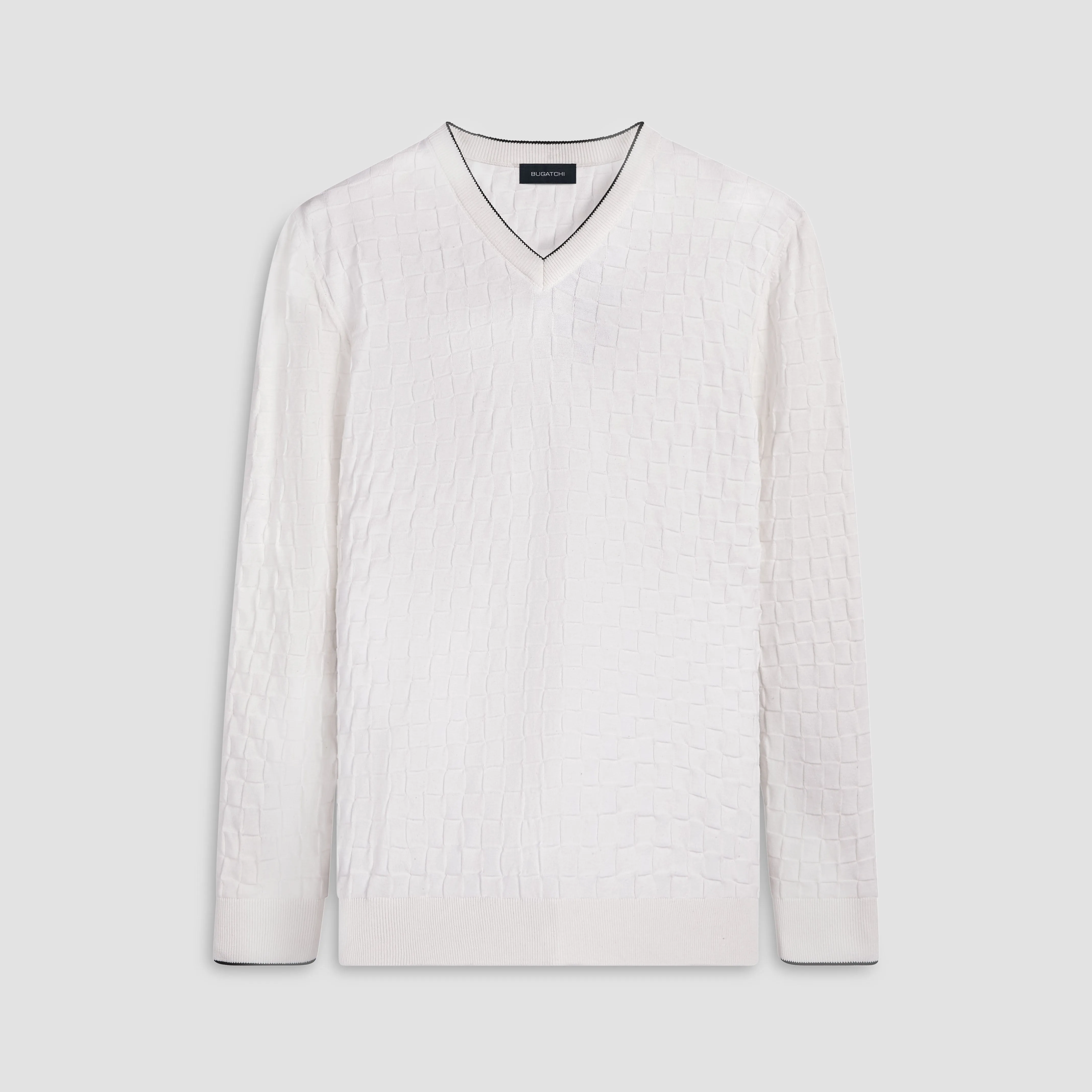 Basketweave V-Neck Sweater sold by Bugatchi