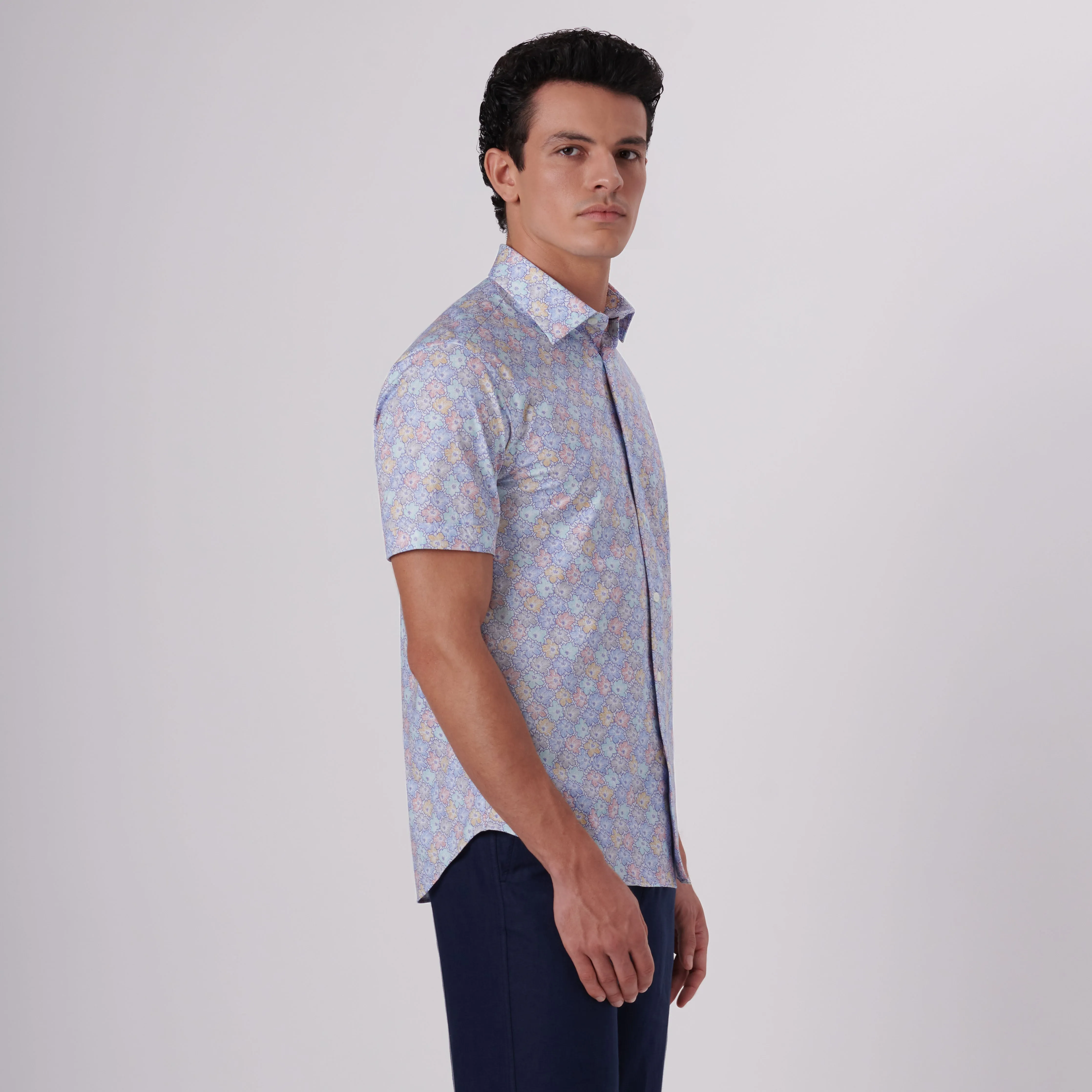 Miles Floral Print OoohCotton Short Sleeve Shirt sold by Bugatchi product image thumbnail 3