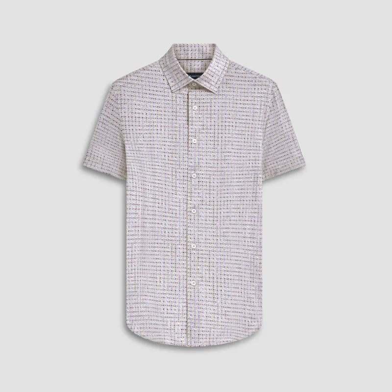 Miles Geometric Print OoohCotton Short Sleeve Shirt sold by Bugatchi